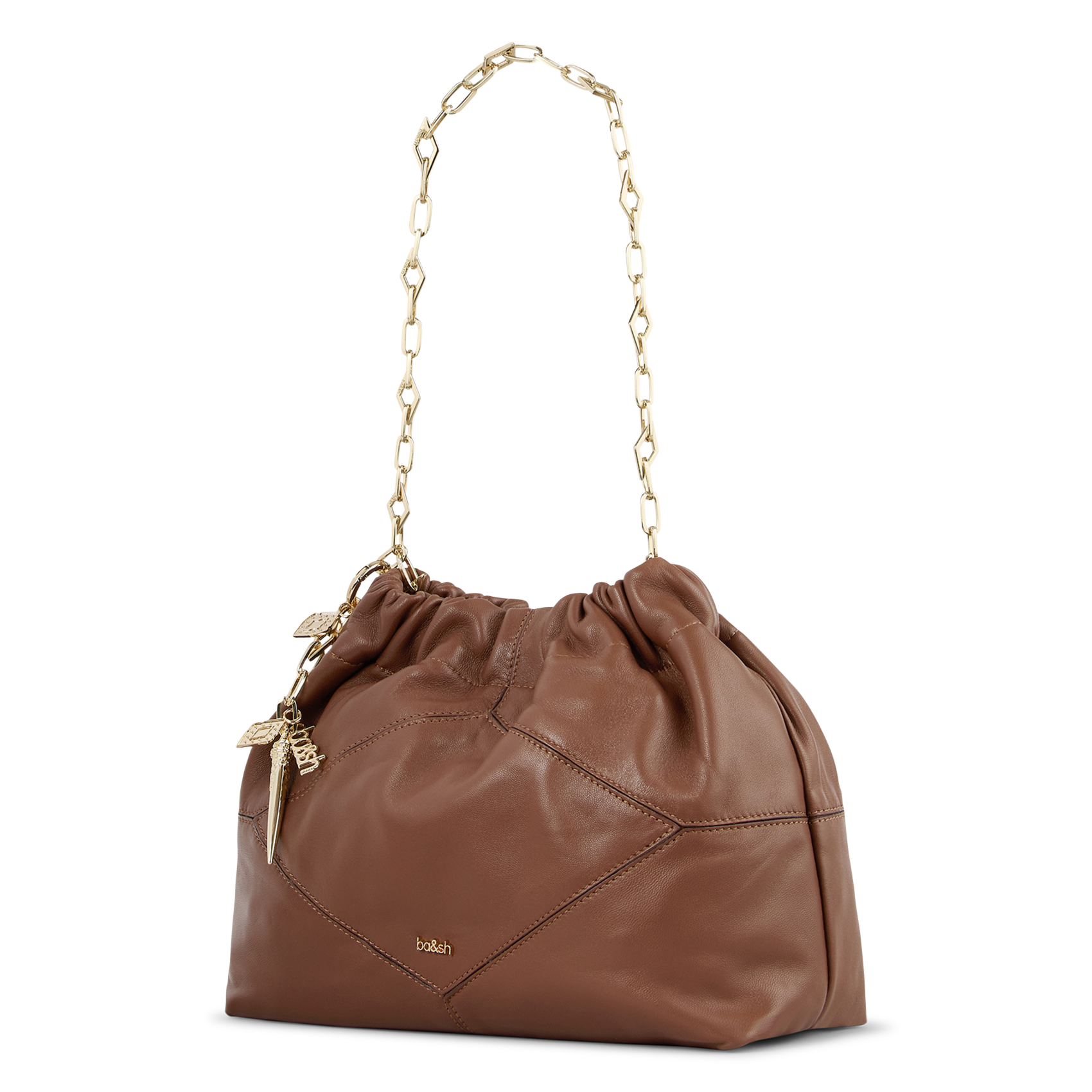 Sac épaule uni en cuir mini june tote BA&SH Marron