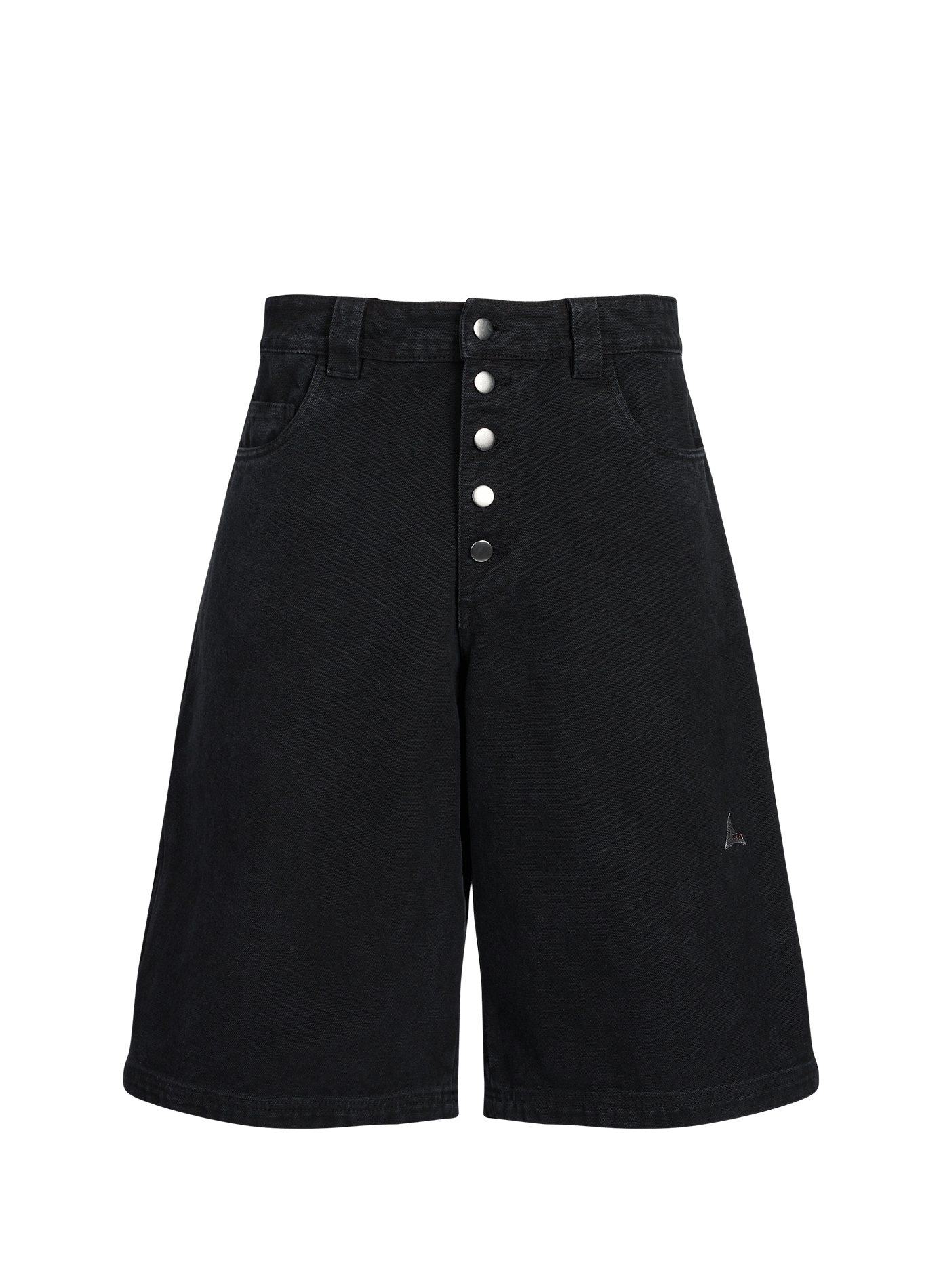 Short droit en denim de coton ROA Noir