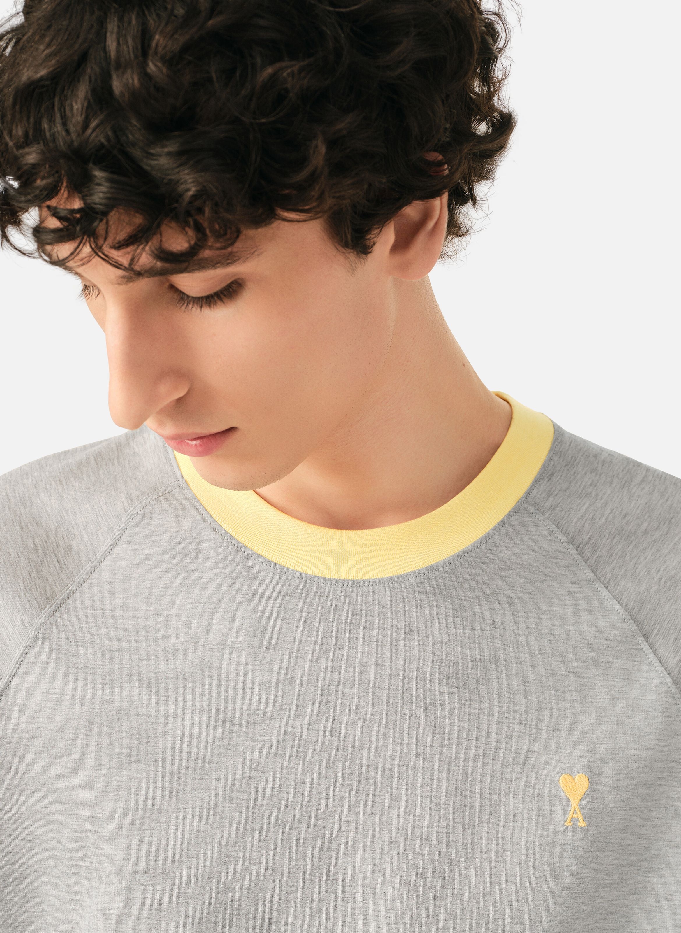 T-shirt ami de coeur en coton AMI PARIS Gris