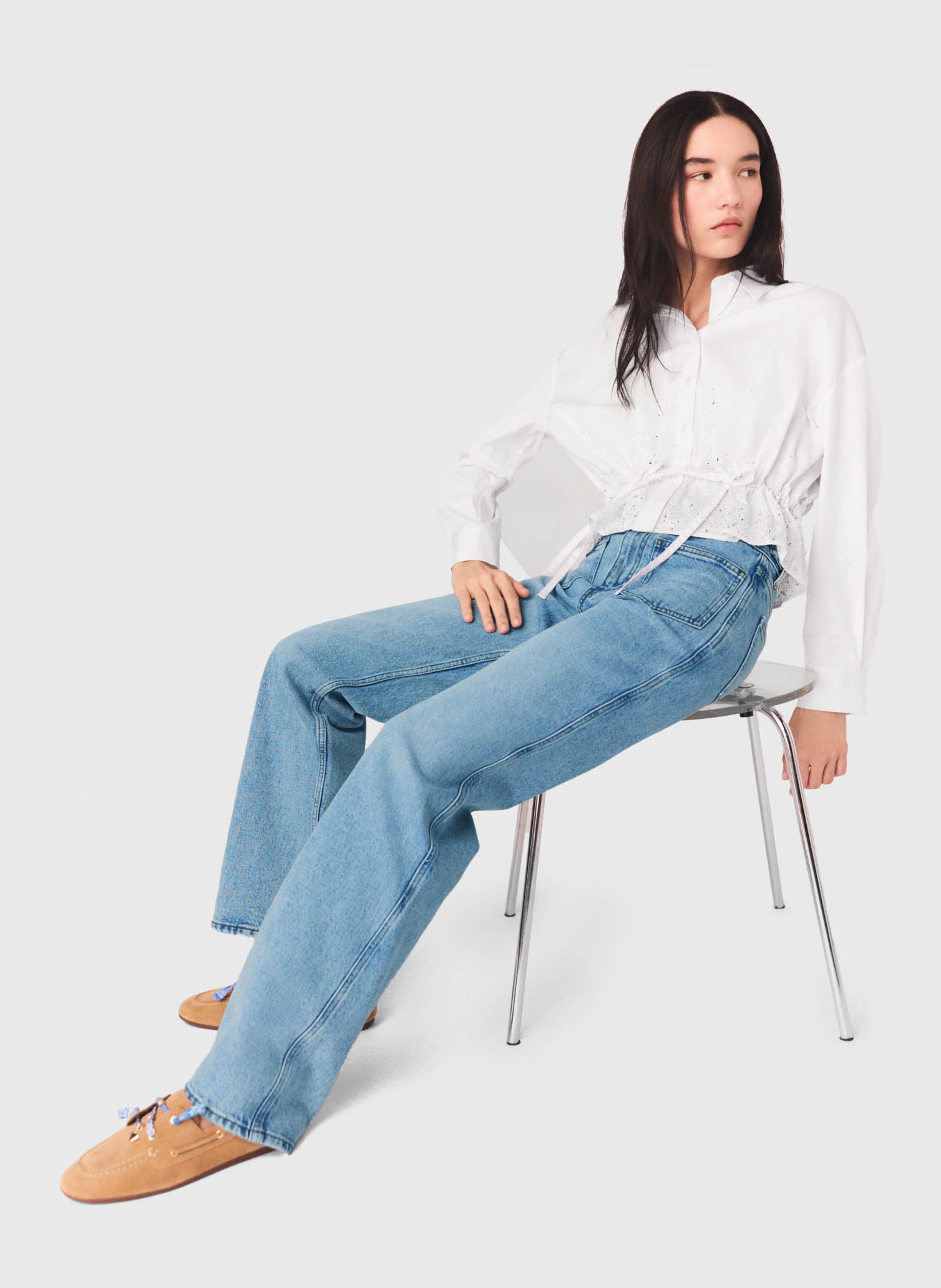 Jean droit en coton mélangé MAJE Bleu