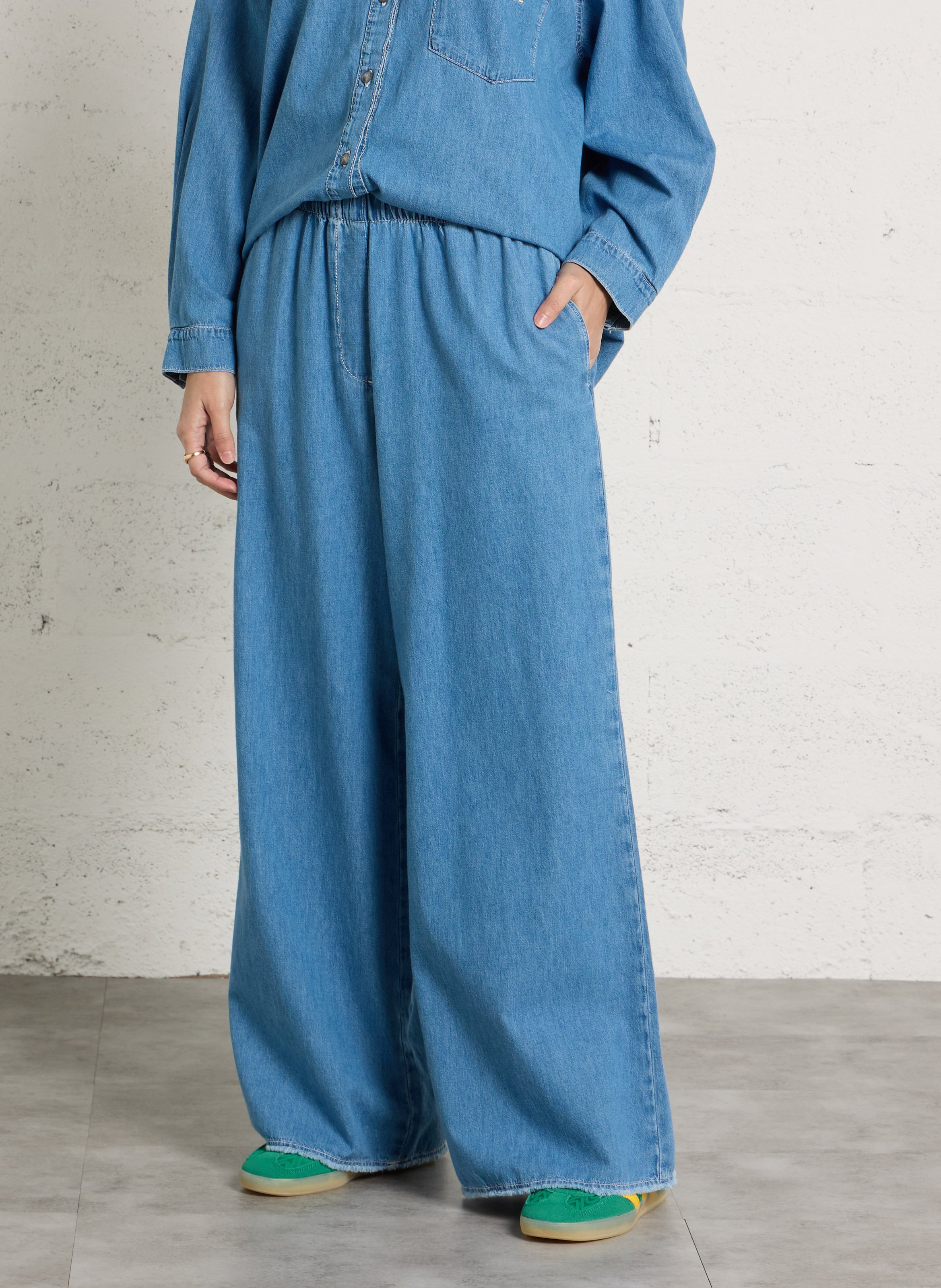 Jean large taille haute en coton izeway AMERICAN VINTAGE Bleu
