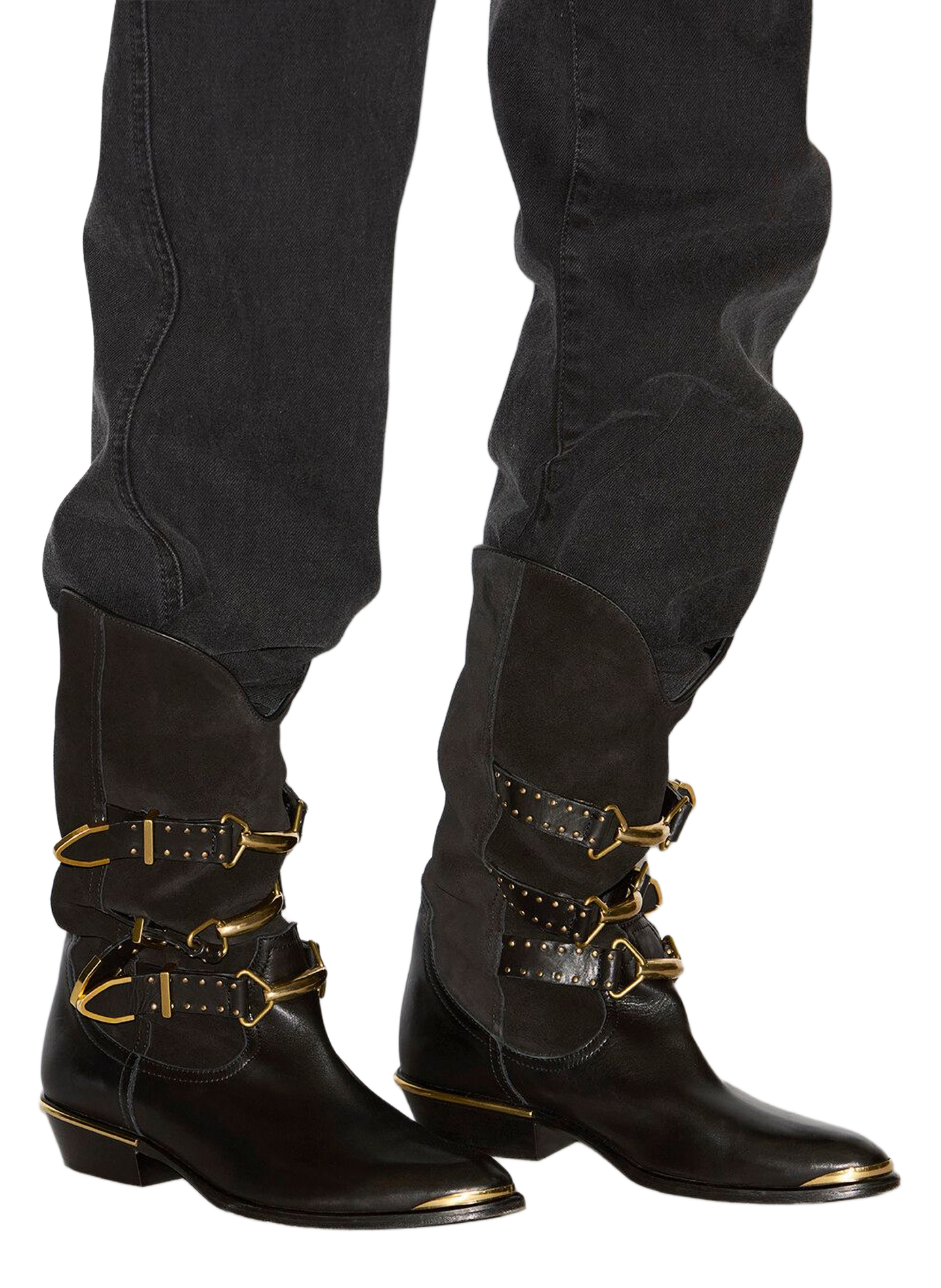 Mexia suede leather ankle boot with metal embellishments ISABEL MARANT Black