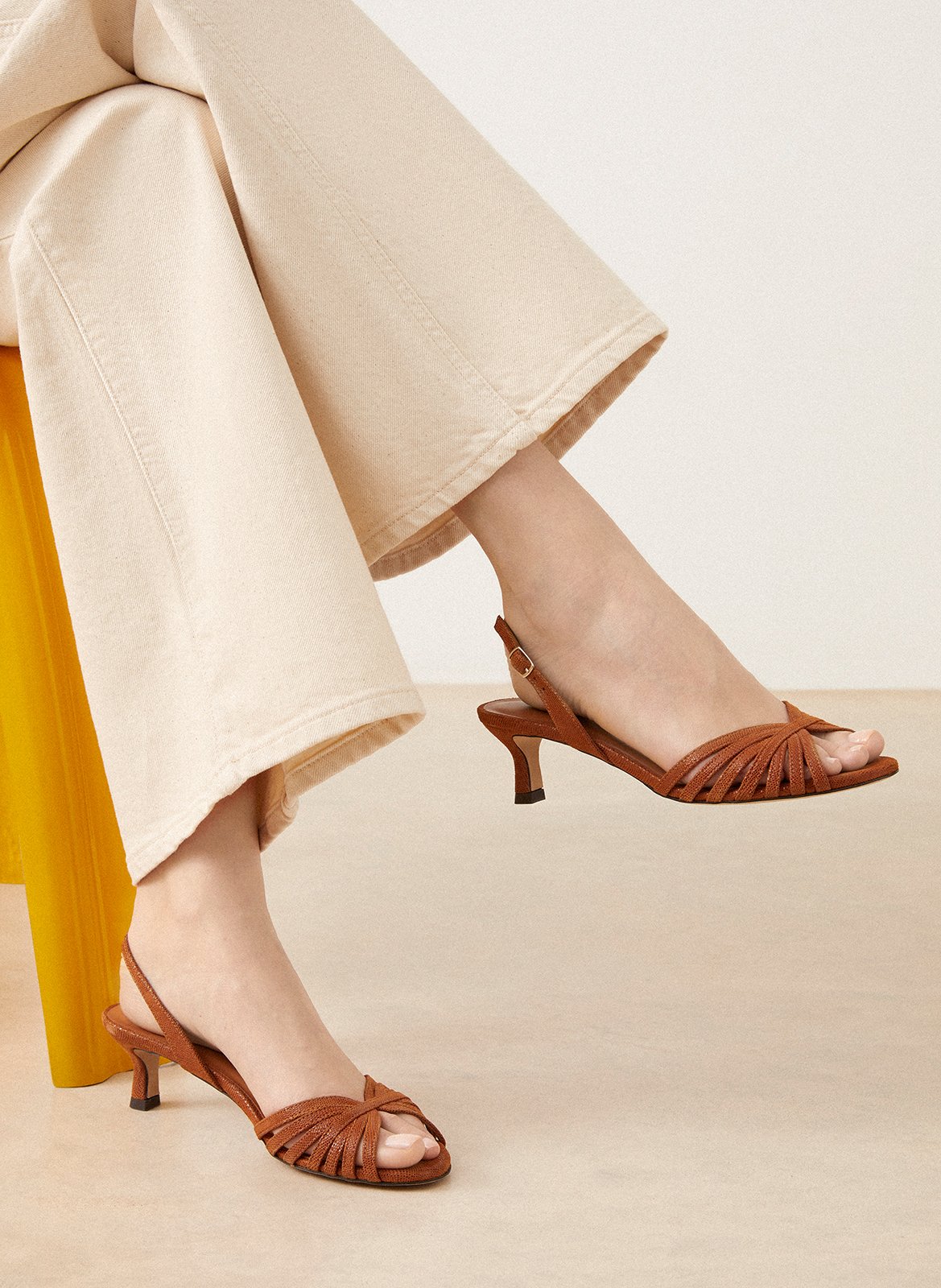 Sandales à talons en cuir n°460 RIVECOUR Marron