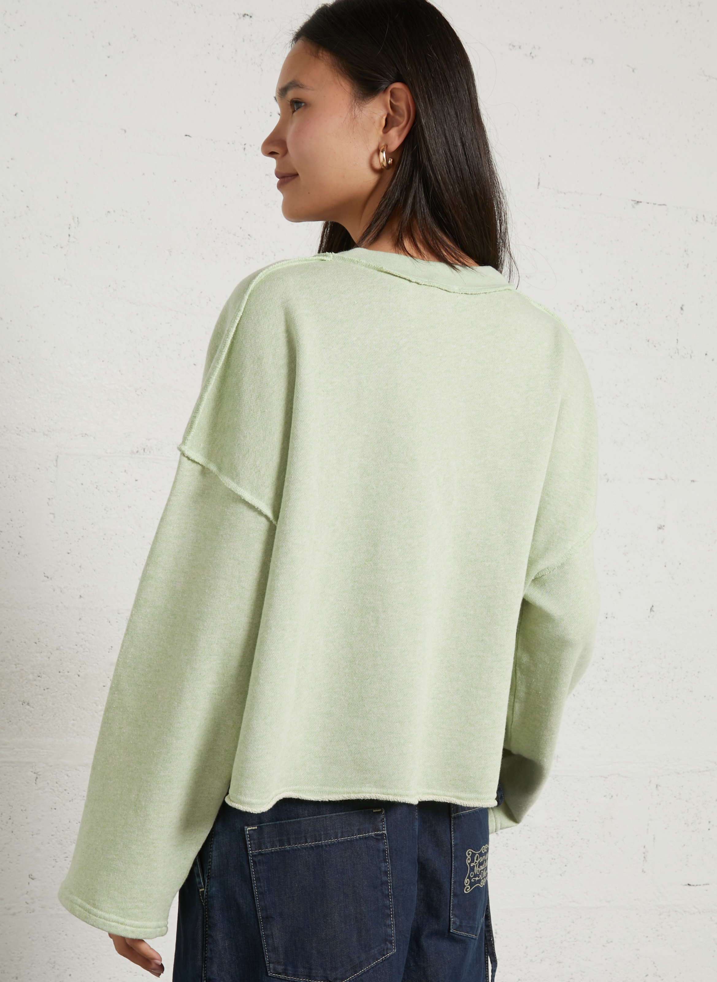 Sweat oversize col rond en coton dantown AMERICAN VINTAGE Vert