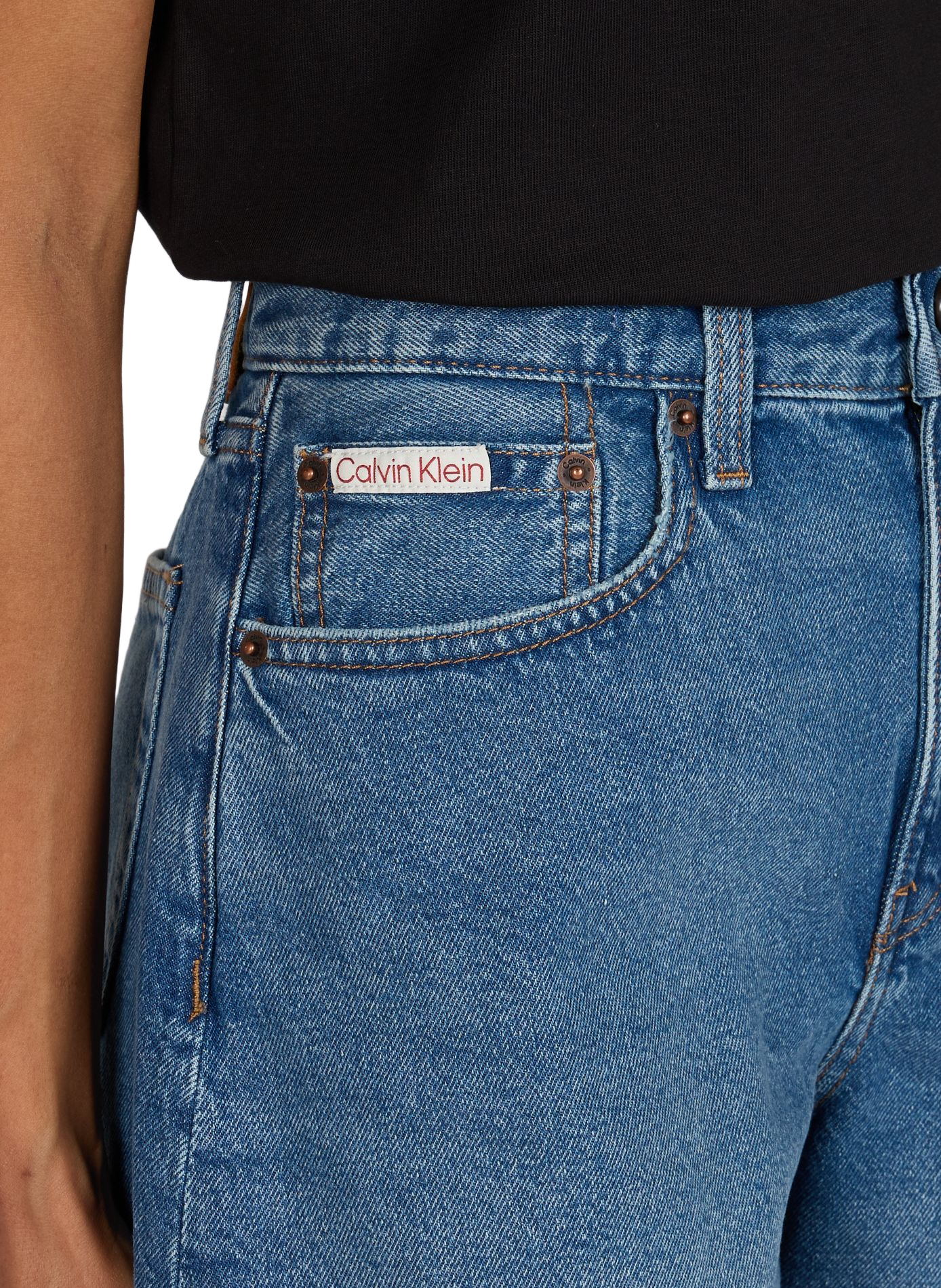 Short droit en denim de coton CALVIN KLEIN Bleu