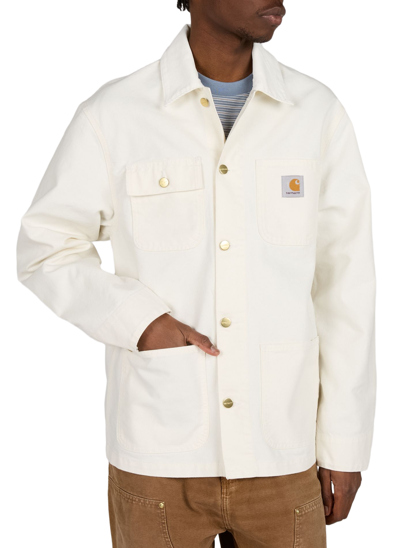Jacke mit klassischem Kragen aus Baumwolldenim CARHARTT WIP Beige