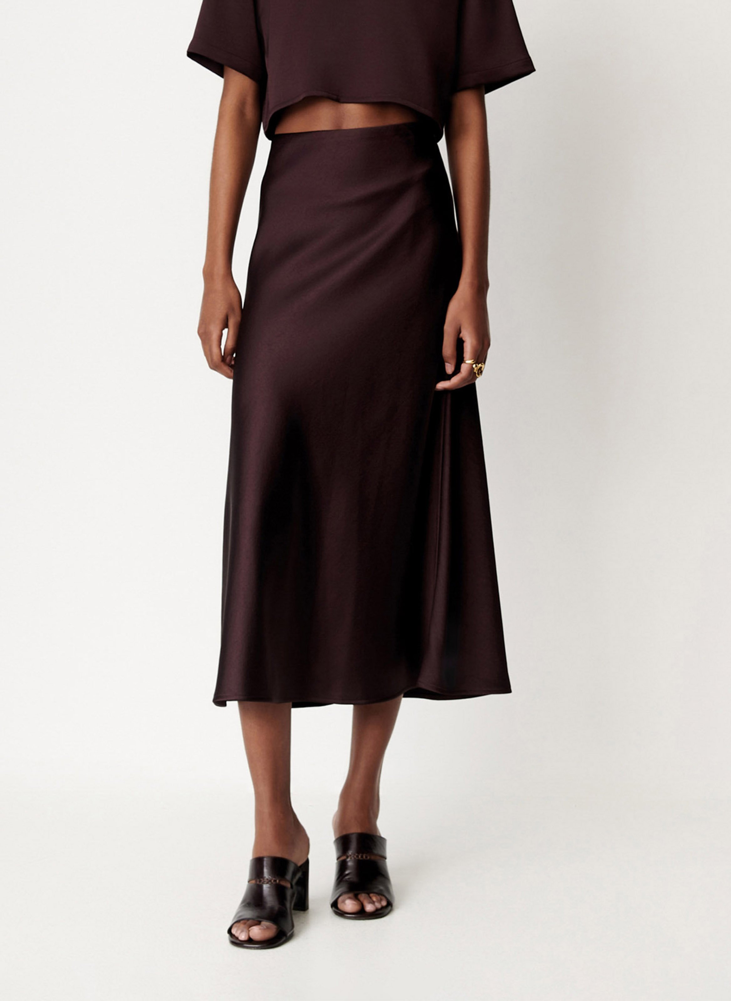 Jupe longue satinée gilda SESSUN Marron
