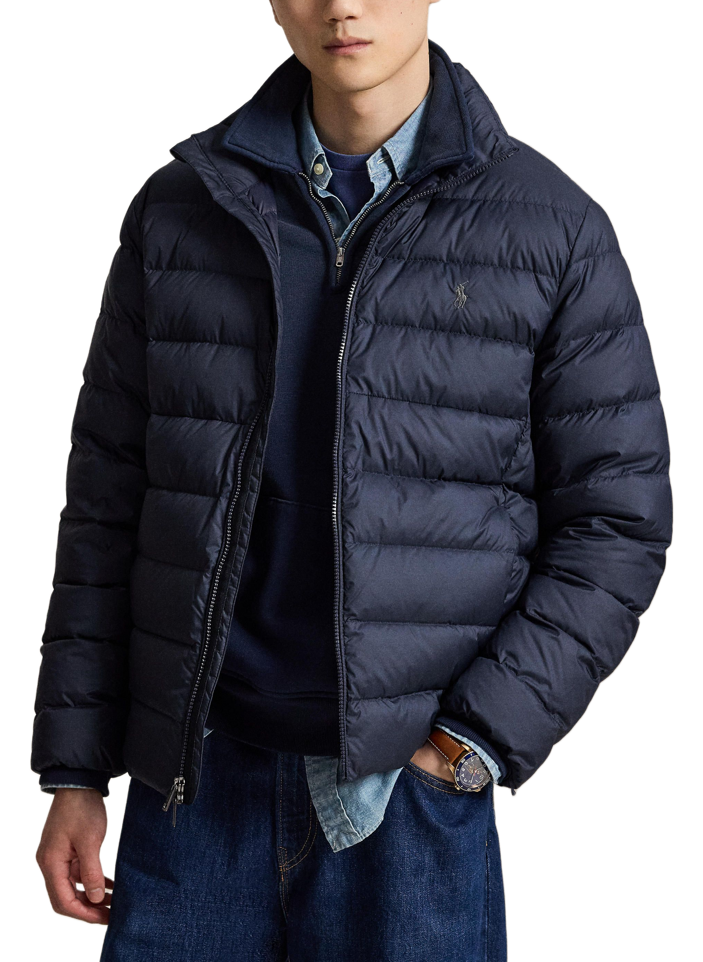 Doudoune matelassée à col montant et logo brodé POLO RALPH LAUREN Bleu