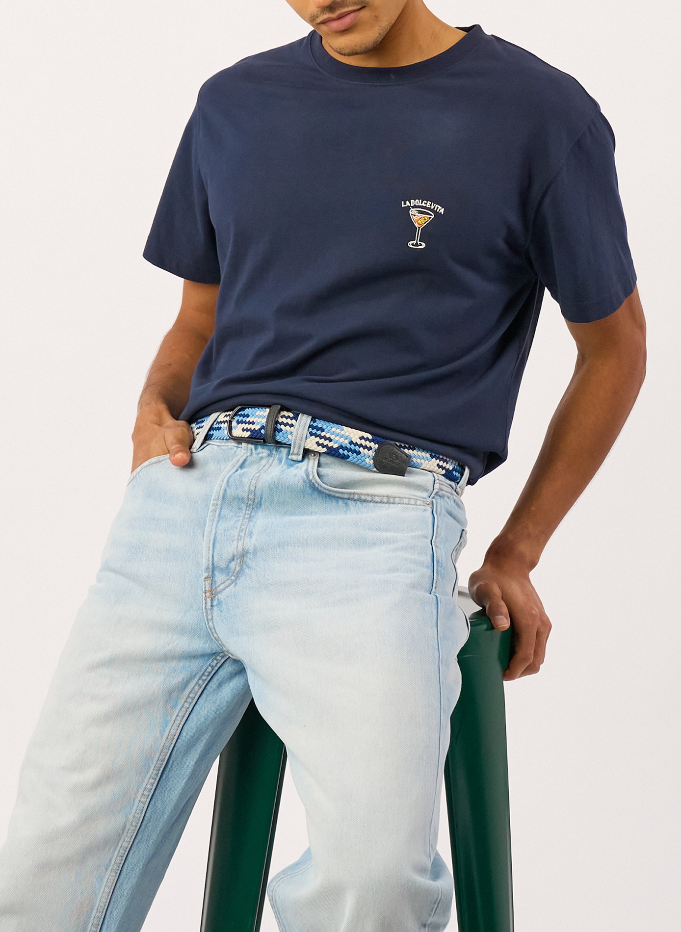 Ceinture tressée élastique multicolore BILLYBELT Bleu
