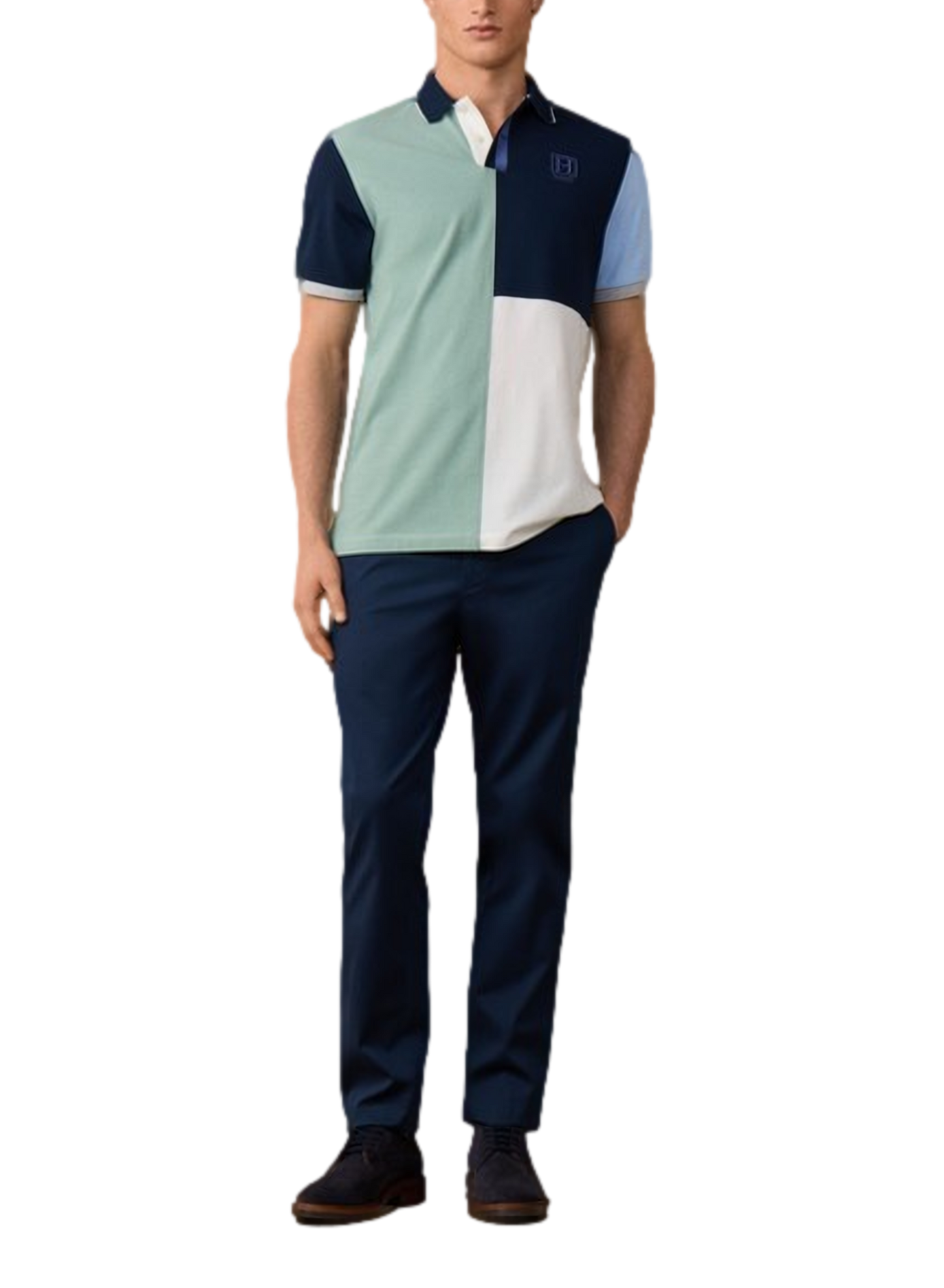 Polo droit à motif en coton HACKETT Bleu