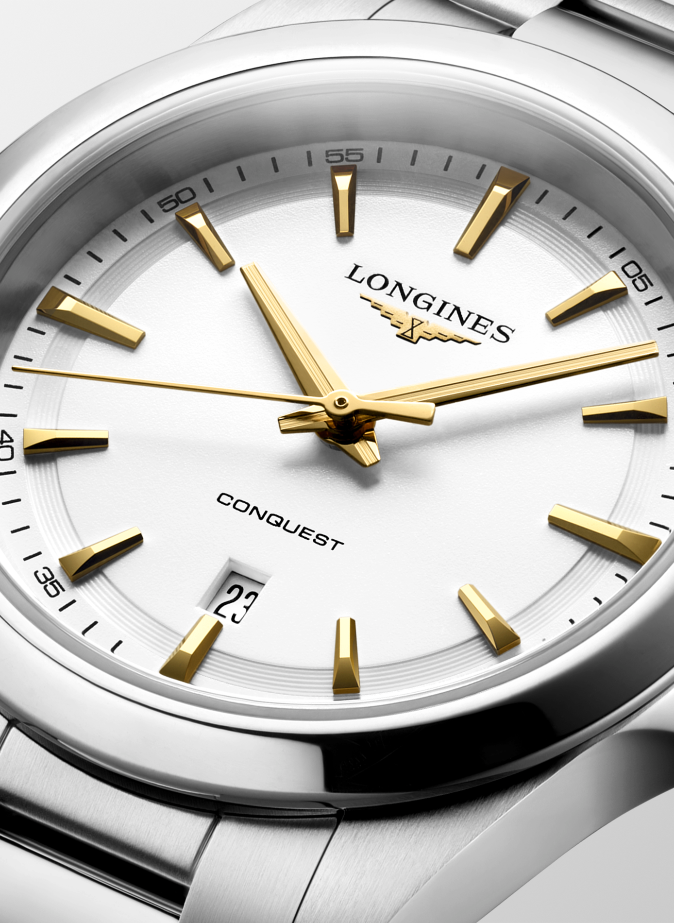 Montre quartz Conquest 2023 en acier inoxydable LONGINES Blanc