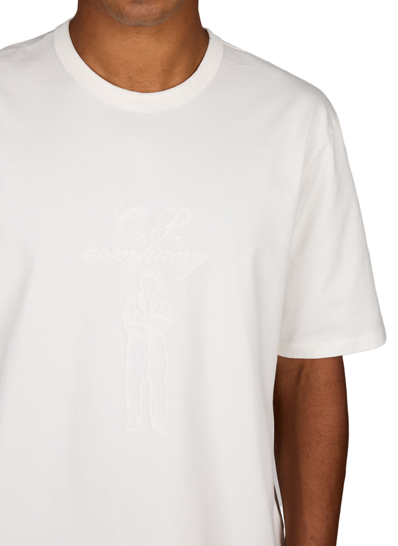 T-Shirt mit gesticktem Logo aus Baumwolle CP COMPANY Weiss