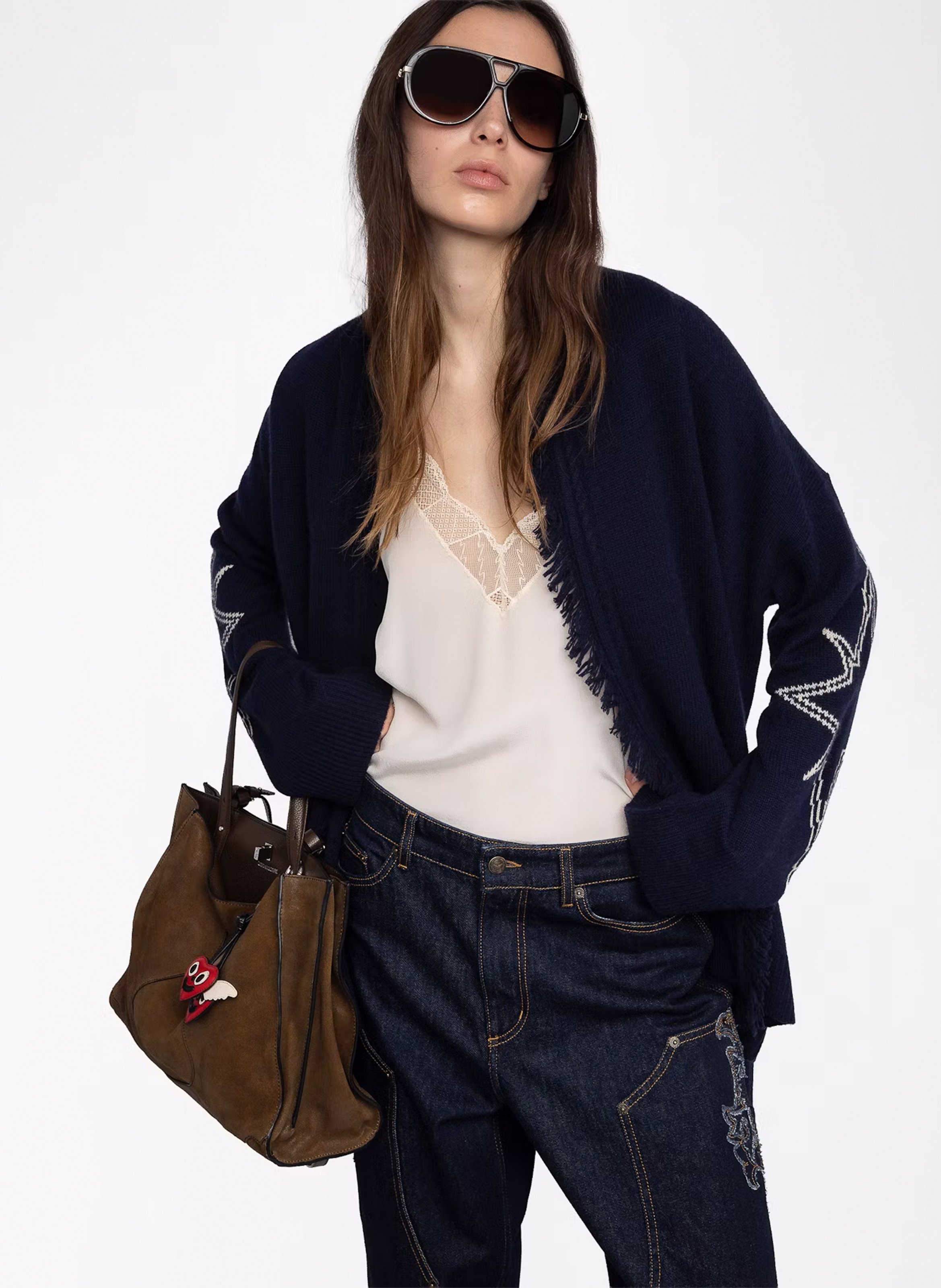 Wollen en kasjmier alpaca jas met V-hals. ZADIG&VOLTAIRE Blauw