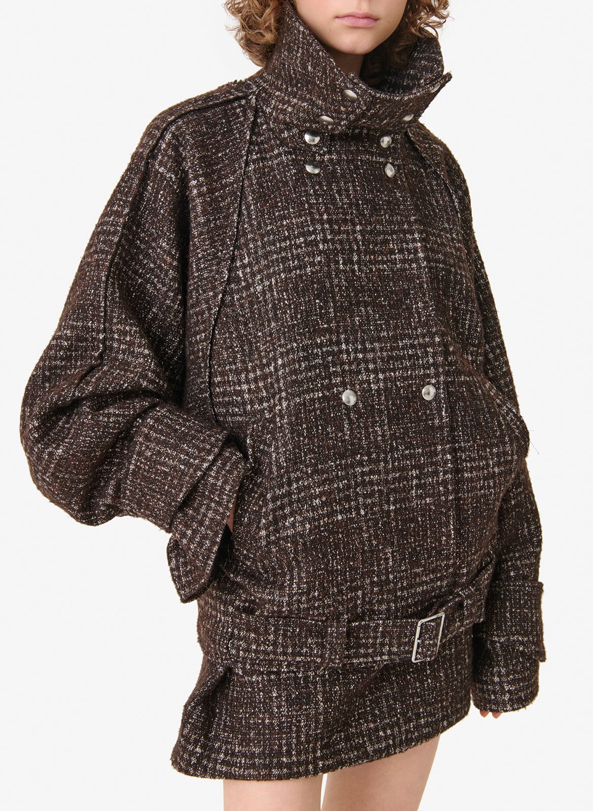 Oversized knoopjas met Inja-print IRO Bruin