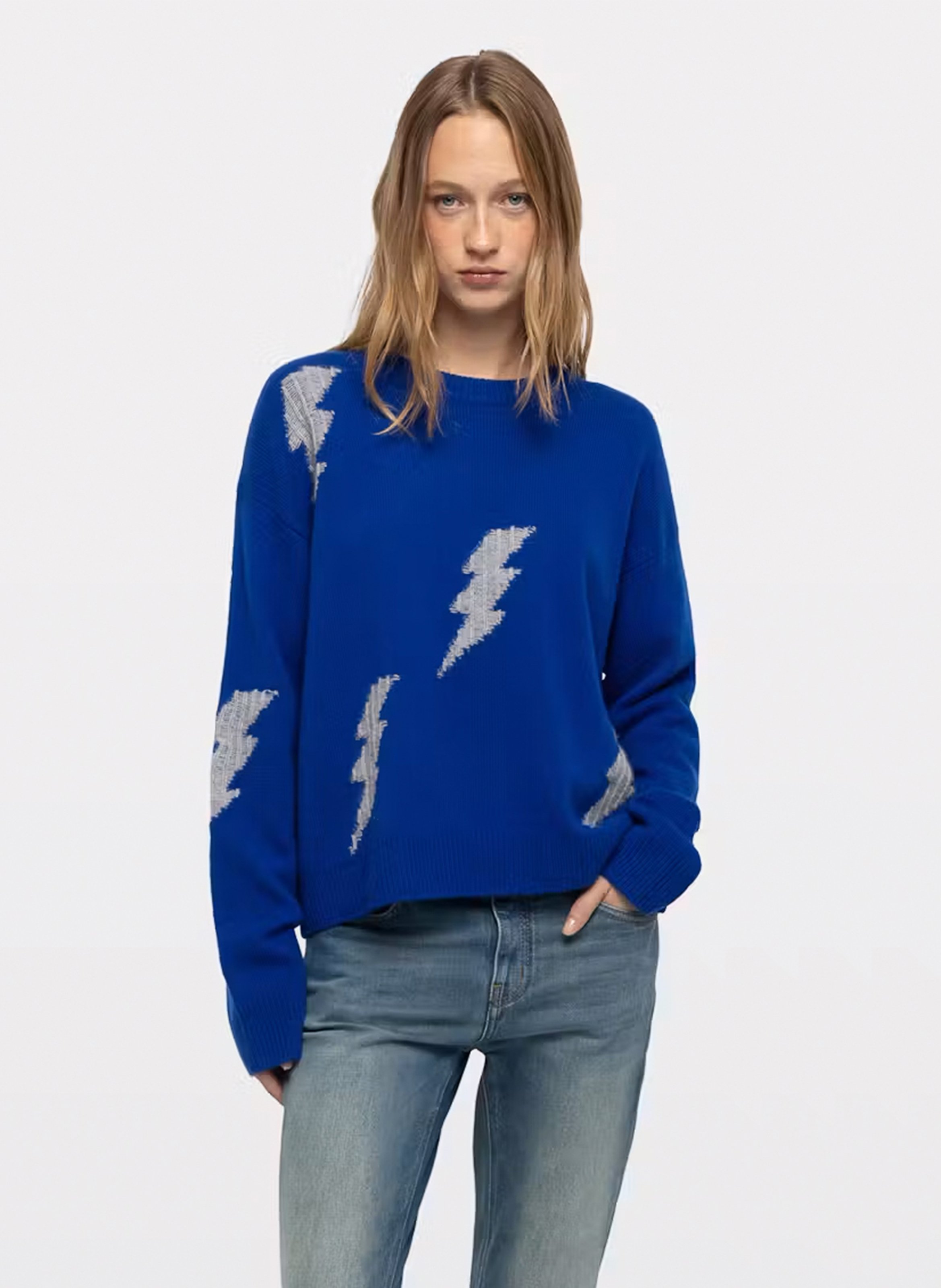 Markuz kasjmieren trui met ruimvallend patroon ZADIG&VOLTAIRE Blauw