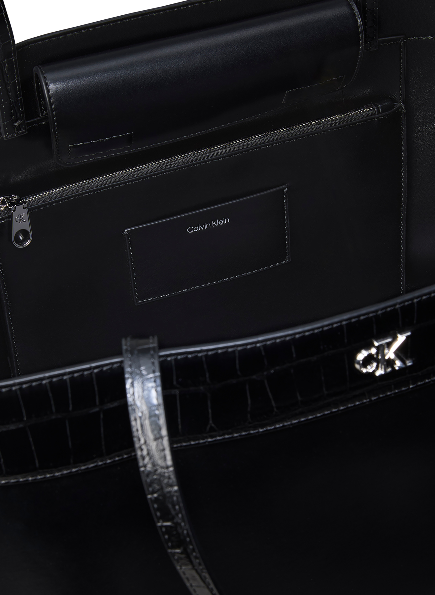Crocodile-effect shoulder bag CALVIN KLEIN Black