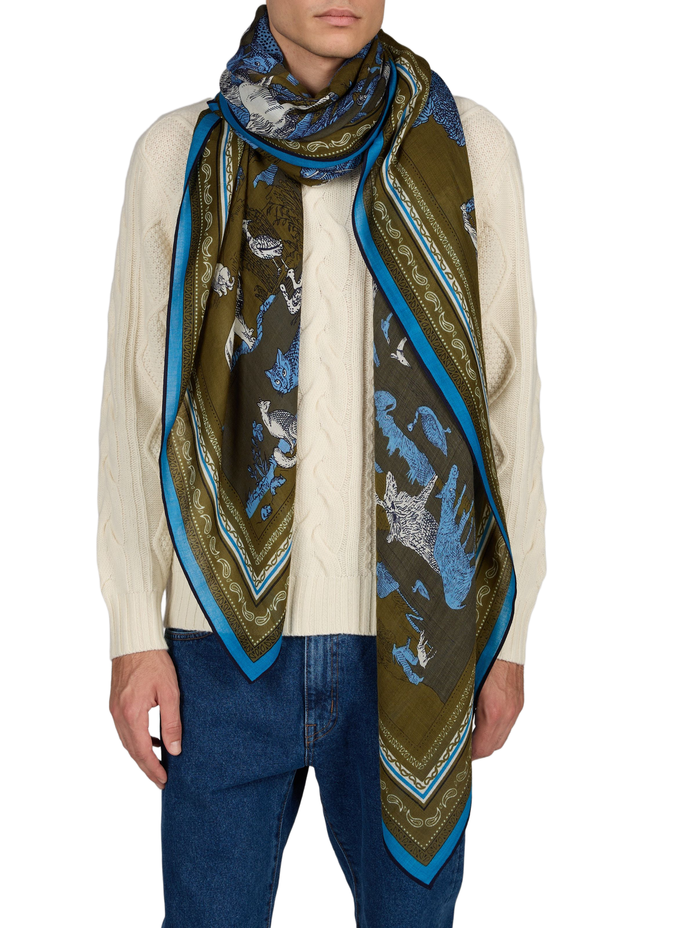 Bedruckter Wollschal INOUI EDITIONS Khaki