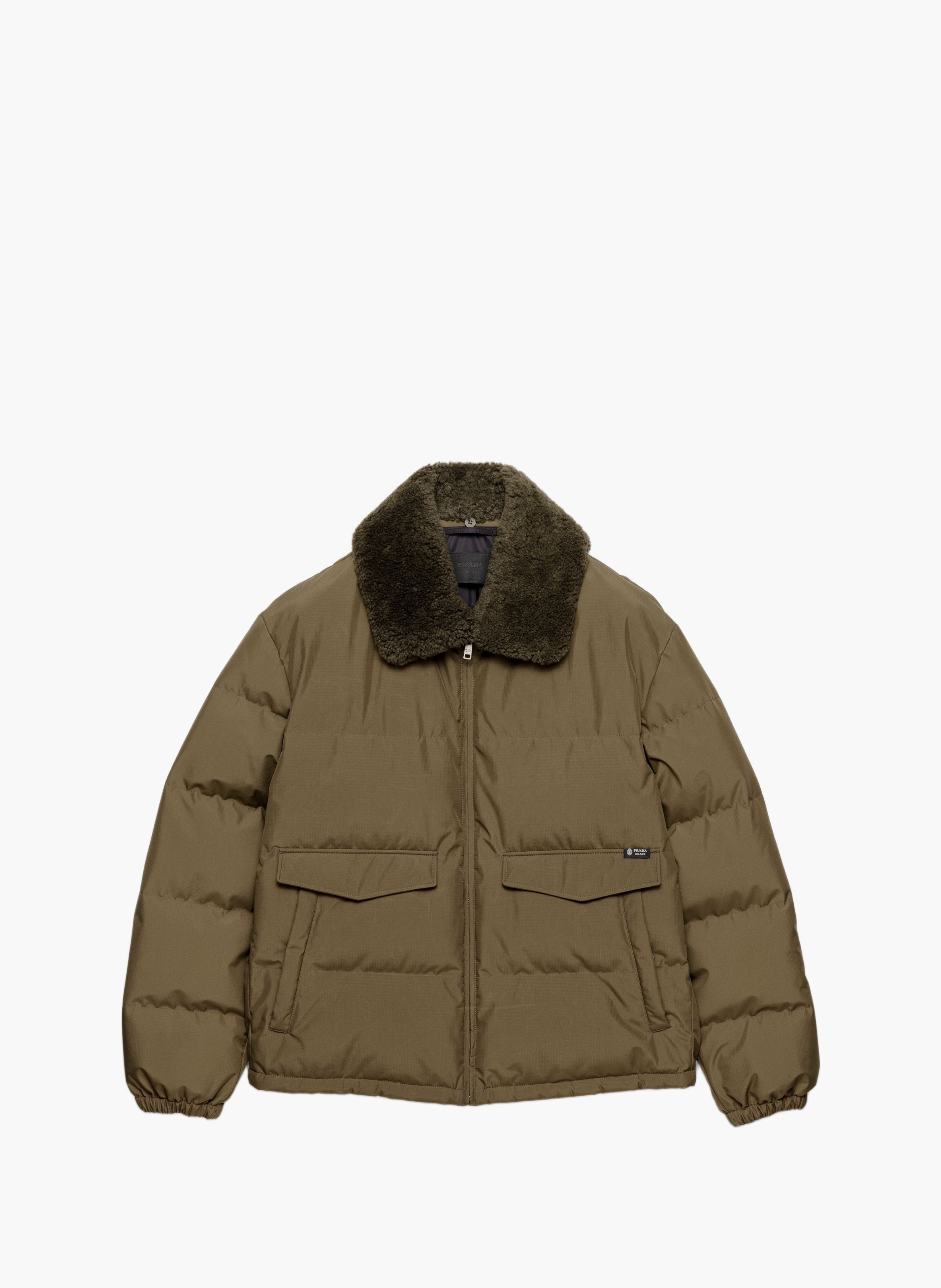 Veste en tissu technique de poids moyen avec duvet PRADA Vert