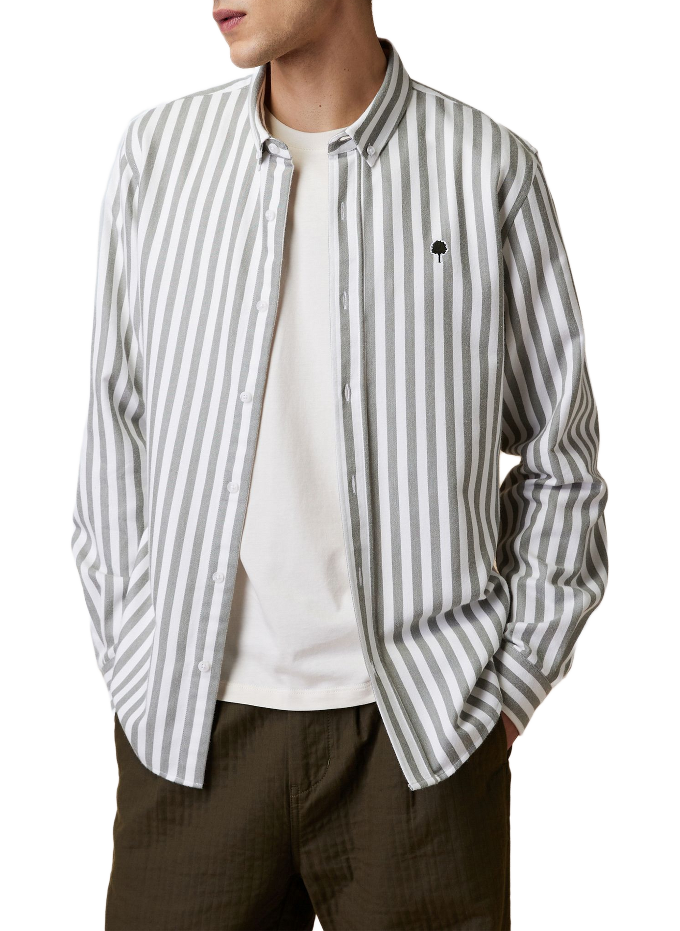 Chemise col américain à rayures FAGUO Vert