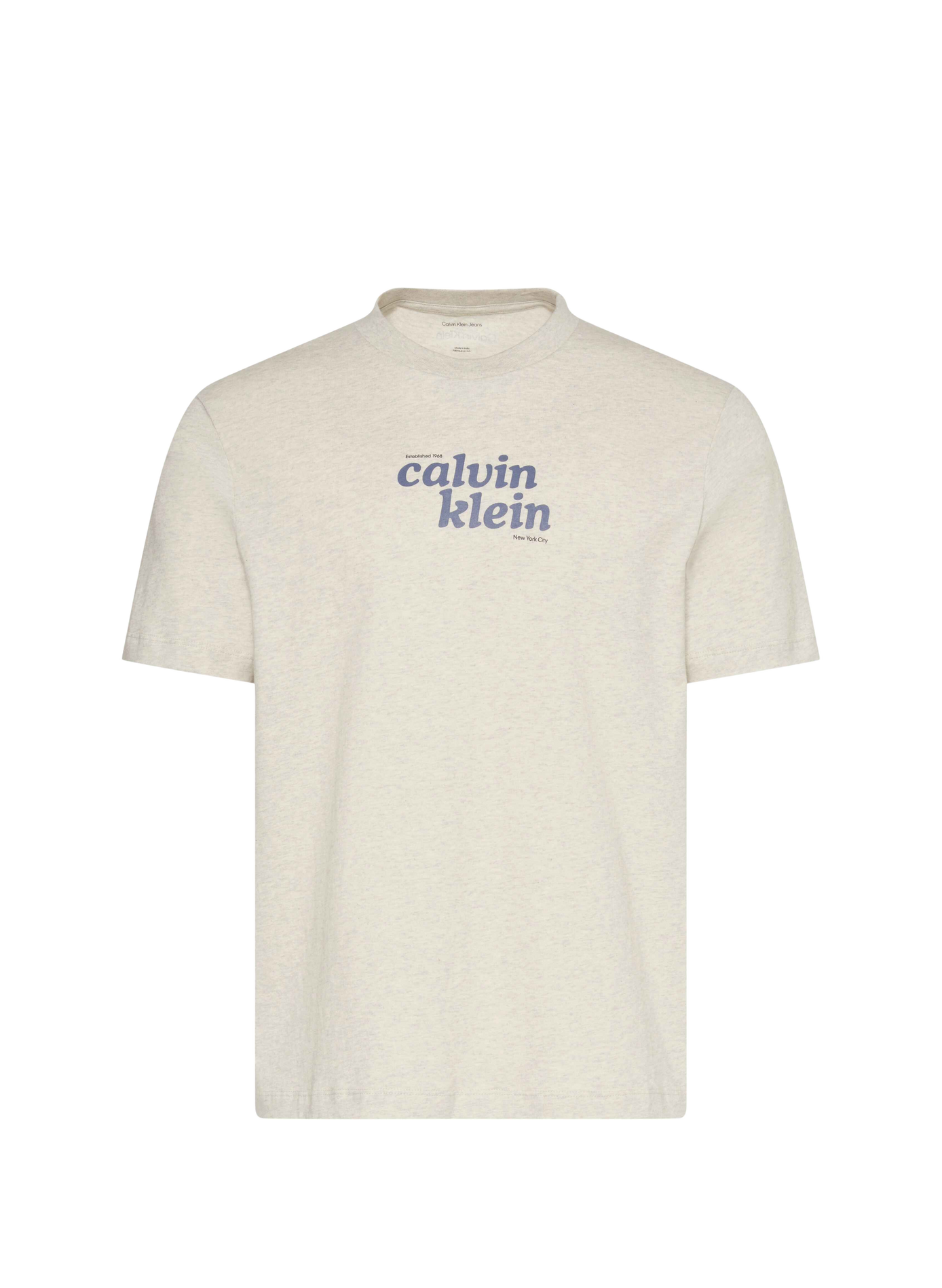 Camiseta recta cuello redondo estampada de algodón CALVIN KLEIN Gris