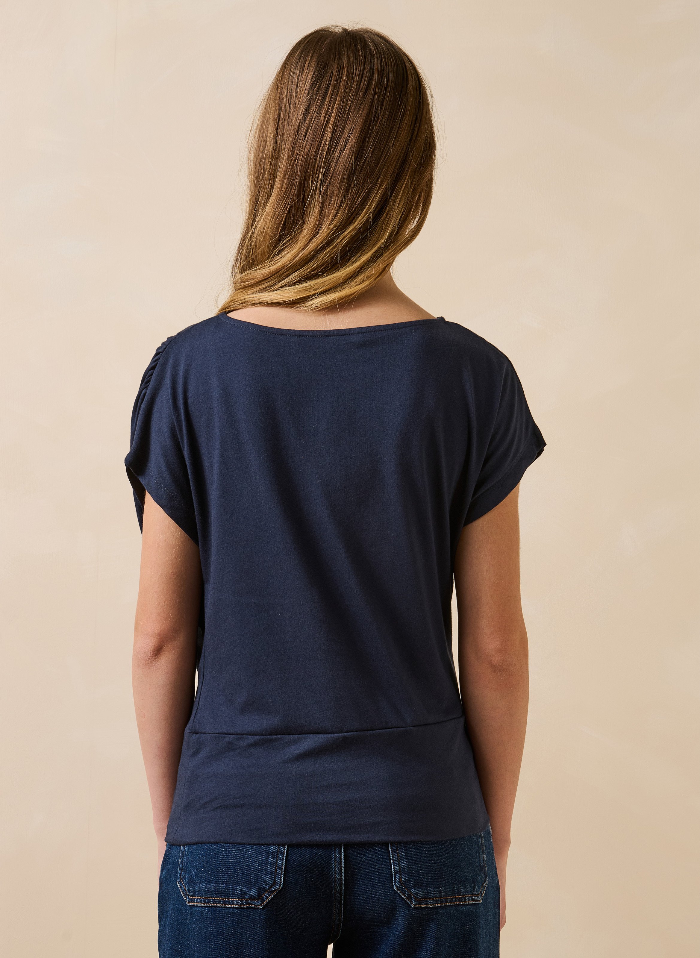 Aansluitende top van biologisch katoen LA FEE MARABOUTEE Blauw