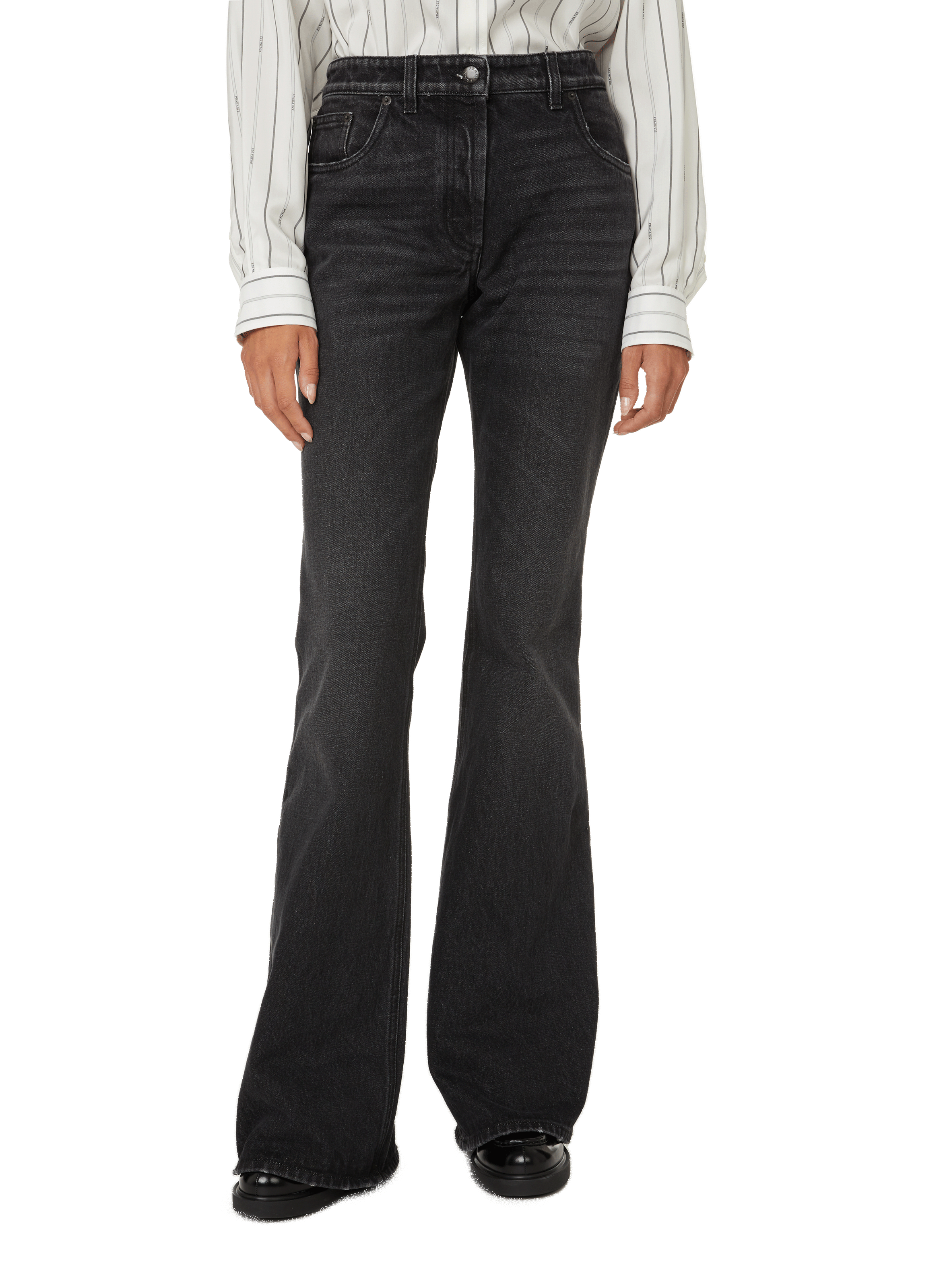 Flared cotton denim jeans PRADA Black