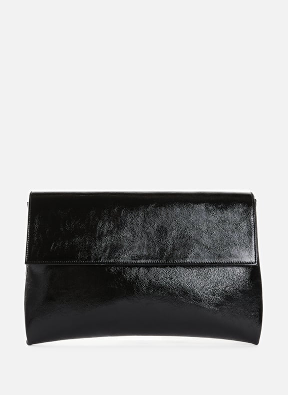 Pochette en cuir verni Noir by SAISON 1865 SAISON 1865 Pochette en cuir verni Noir