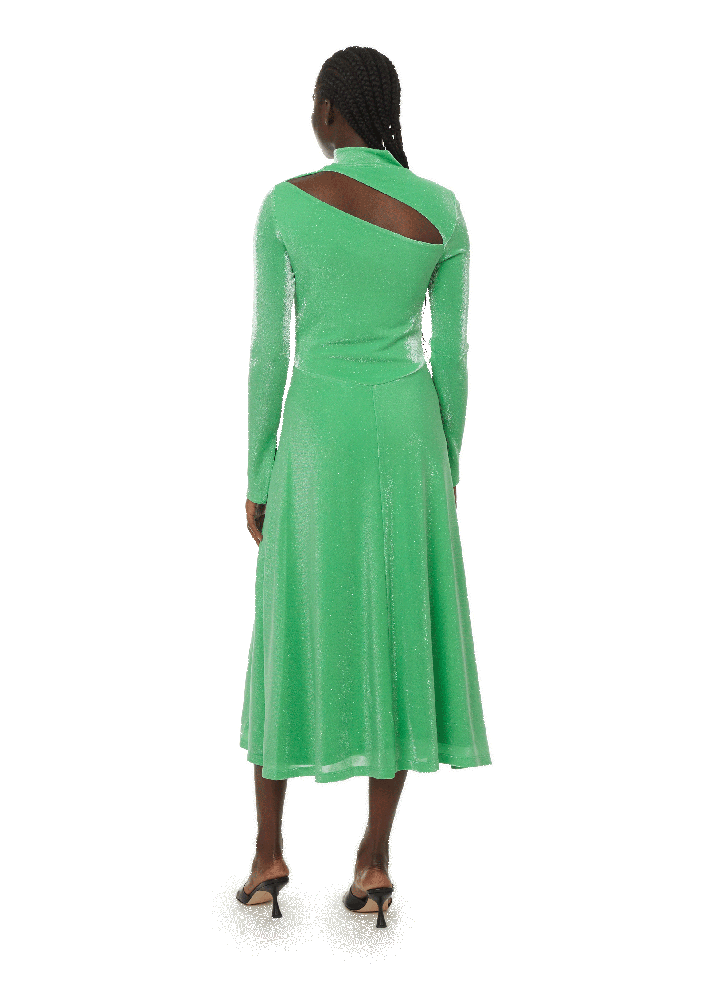 Robe en nylon métallisé ROTATE Vert