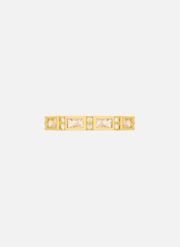 Bague avec zircon effet diamant et corps en laiton doré mira Blanc by HIPANEMA HIPANEMA Bague avec zircon effet diamant et corps en laiton doré mira Blanc