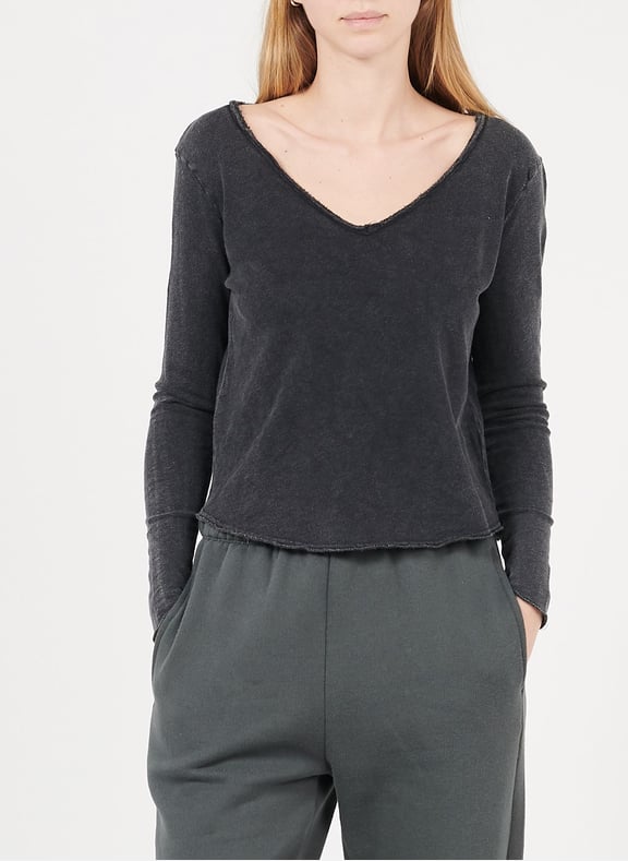 Tee-shirt col v en coton sonoma Noir by AMERICAN VINTAGE AMERICAN VINTAGE Tee-shirt col v en coton sonoma Noir