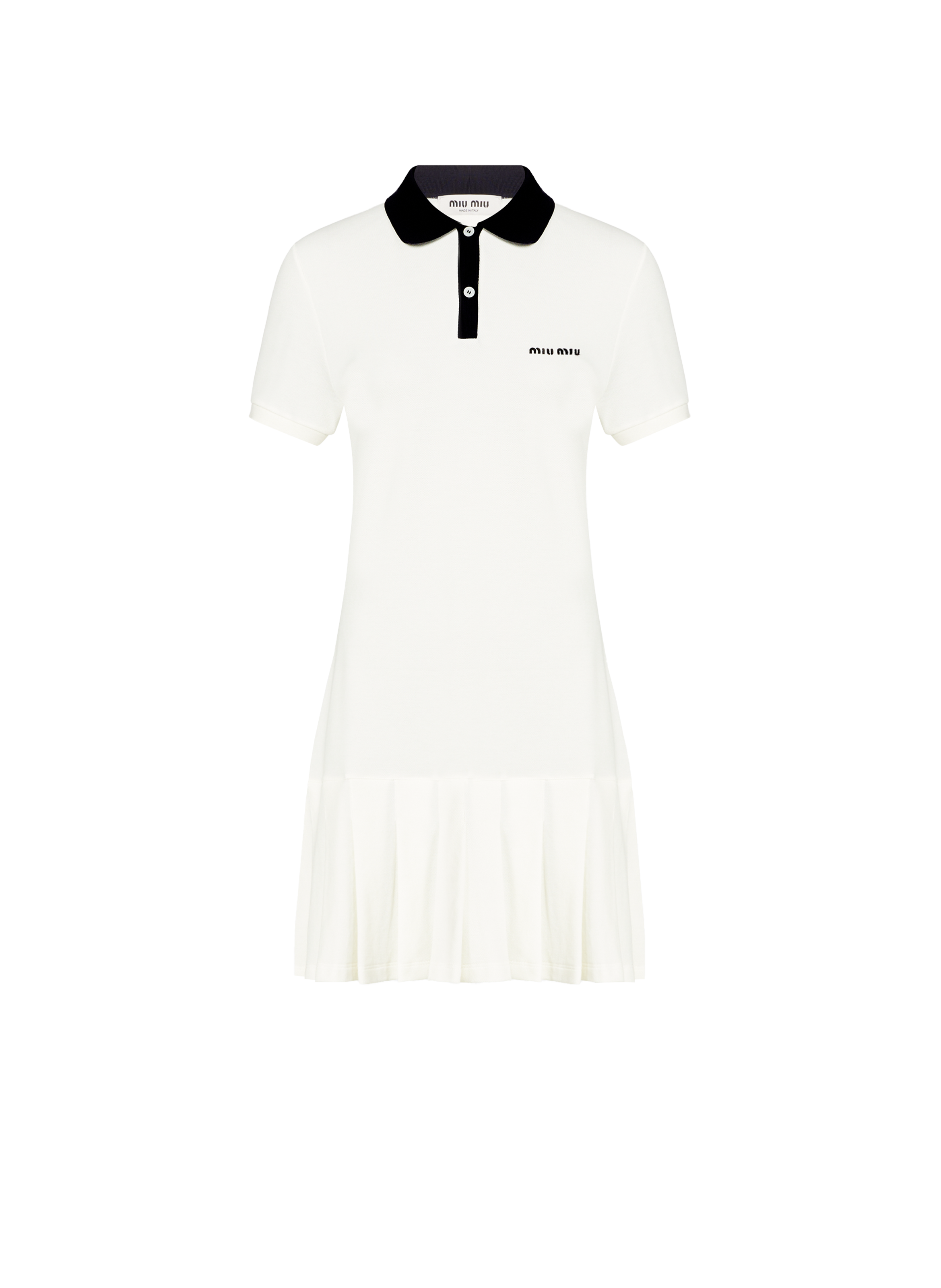 Robe polo en piqué de coton MIU MIU Blanc