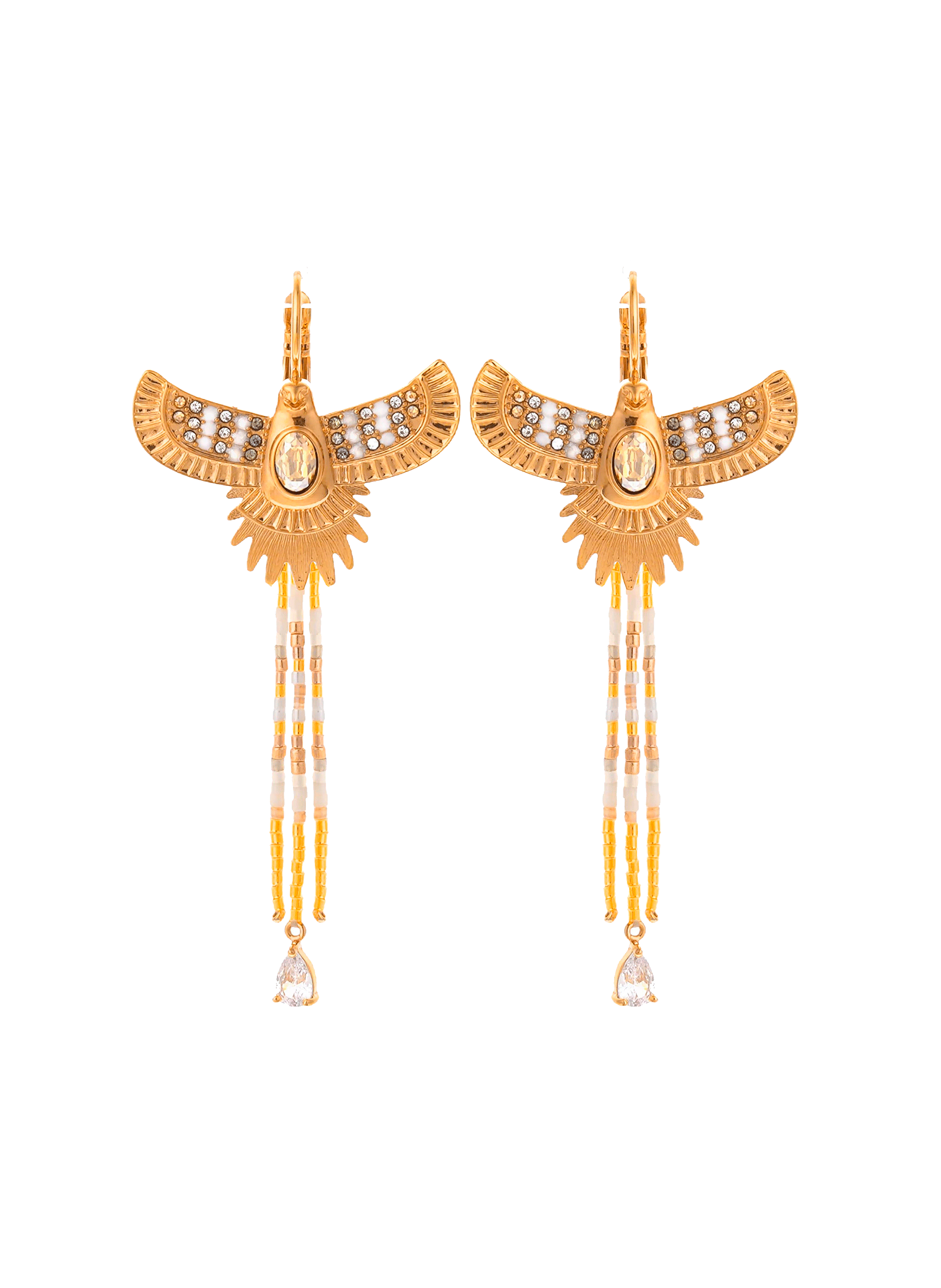 Boucles d'oreilles avec cabochon central et chaînes de perles teresina HIPANEMA Blanc