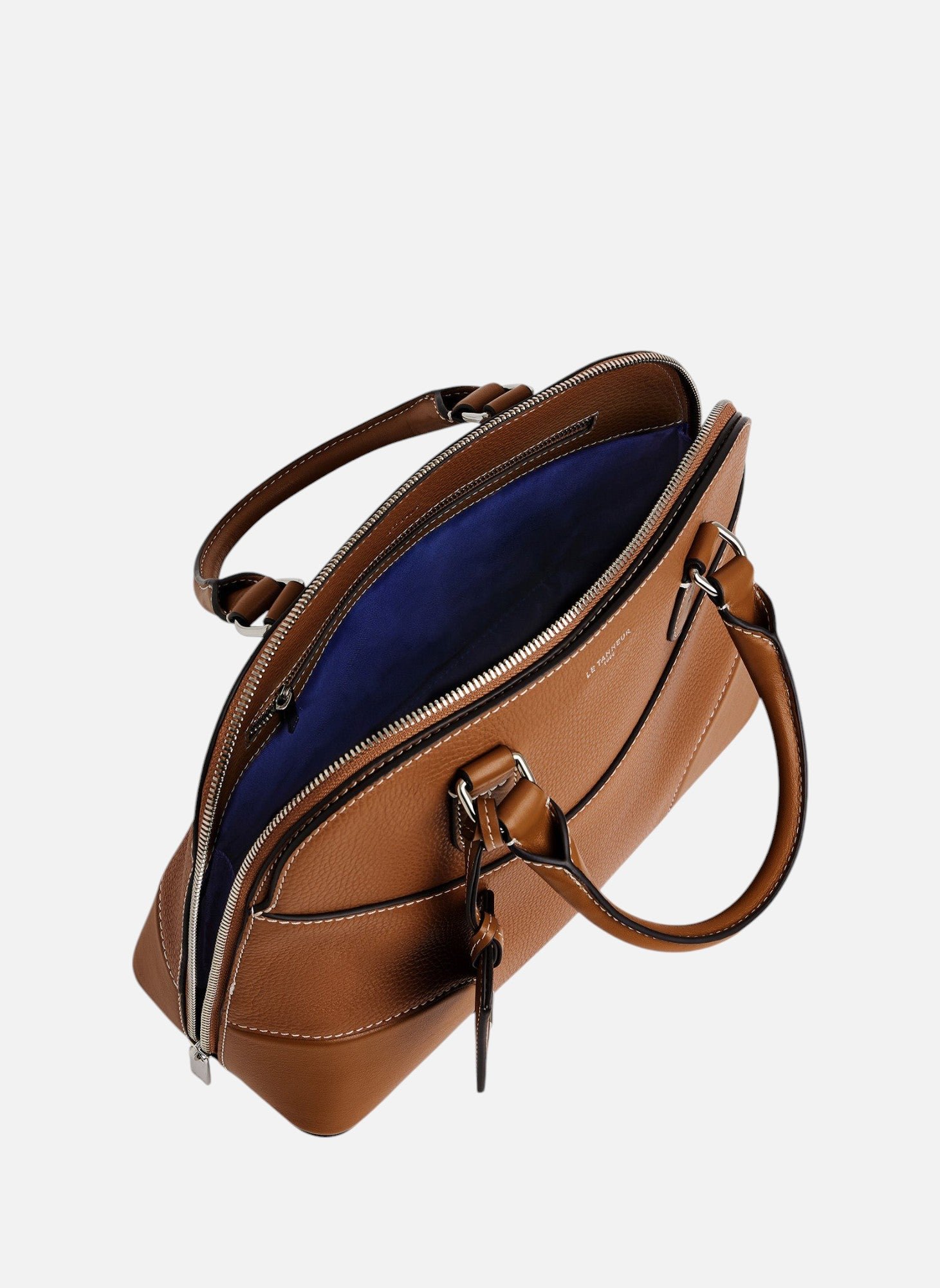 Sac à main moyen modèle romy en cuir grainé et lisse LE TANNEUR Marron
