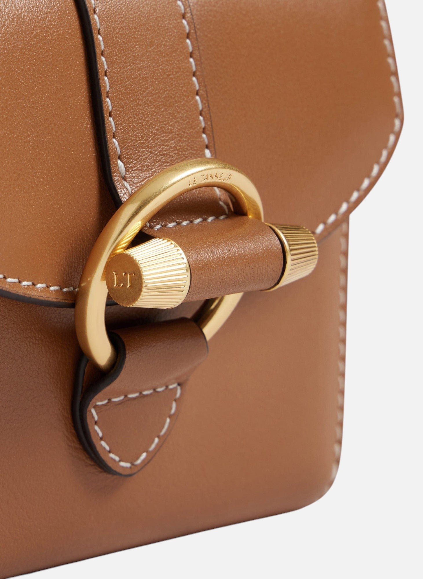 Porte cartes à bandoulière amovible pia en cuir lisse LE TANNEUR Marron