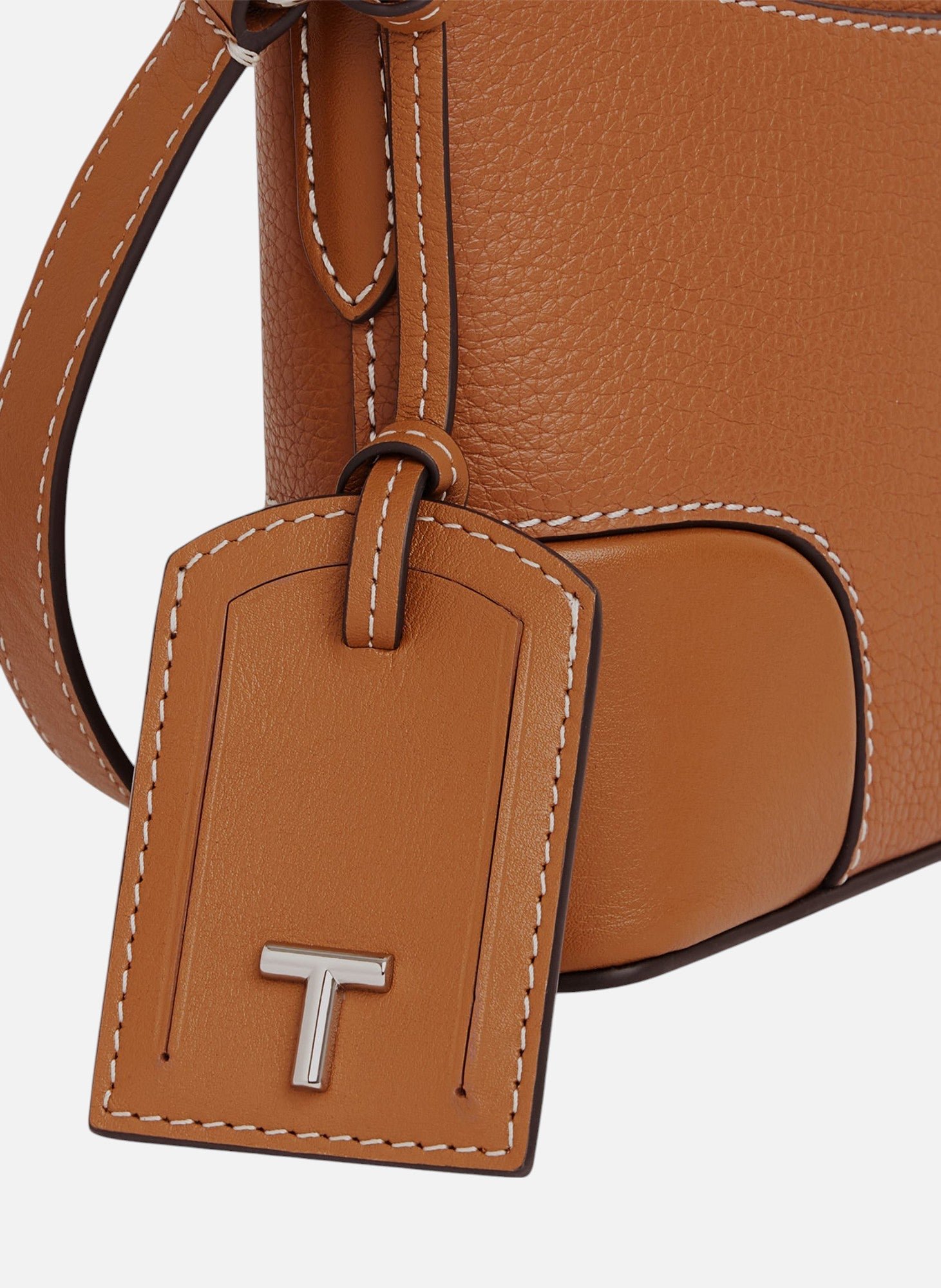 Petit sac bandoulière romy en cuir grainé et lisse LE TANNEUR Marron