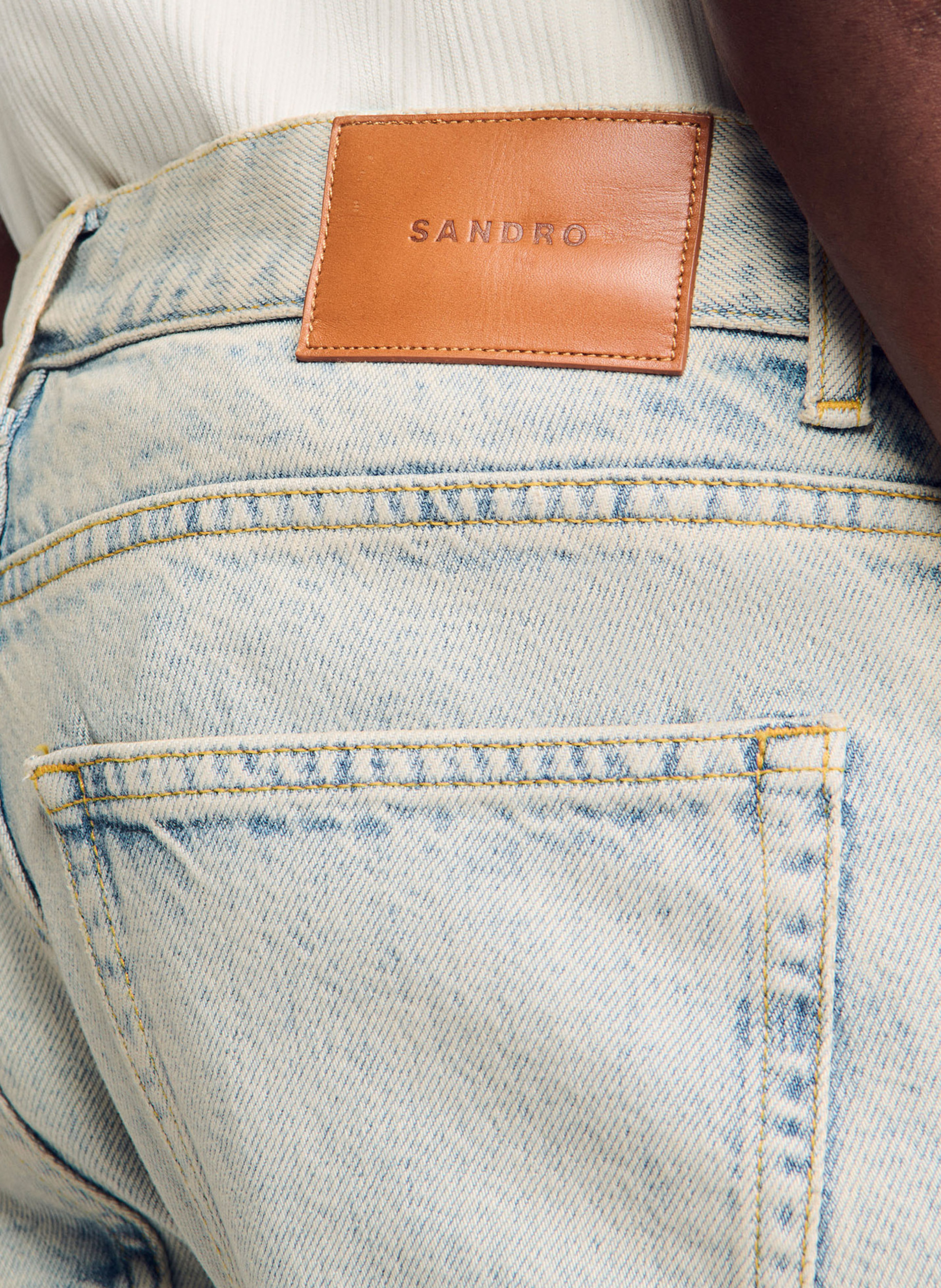 Jean droit en coton SANDRO Bleu