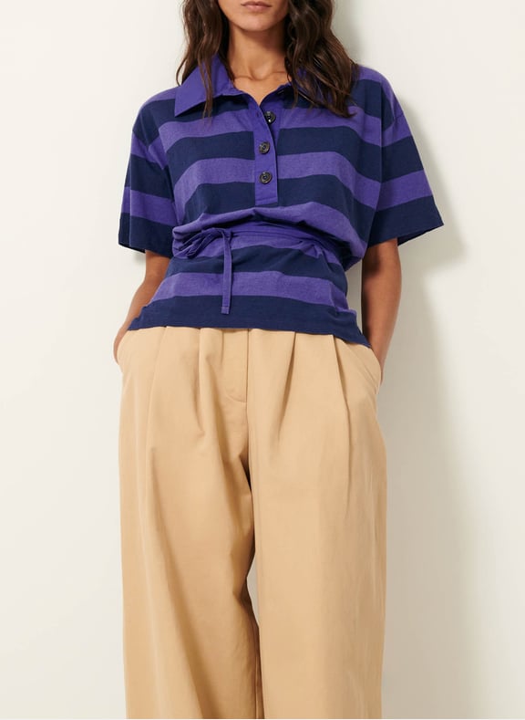 Polo raye en coton mélangé polette Bleu by SESSUN SESSUN Polo raye en coton mélangé polette Bleu