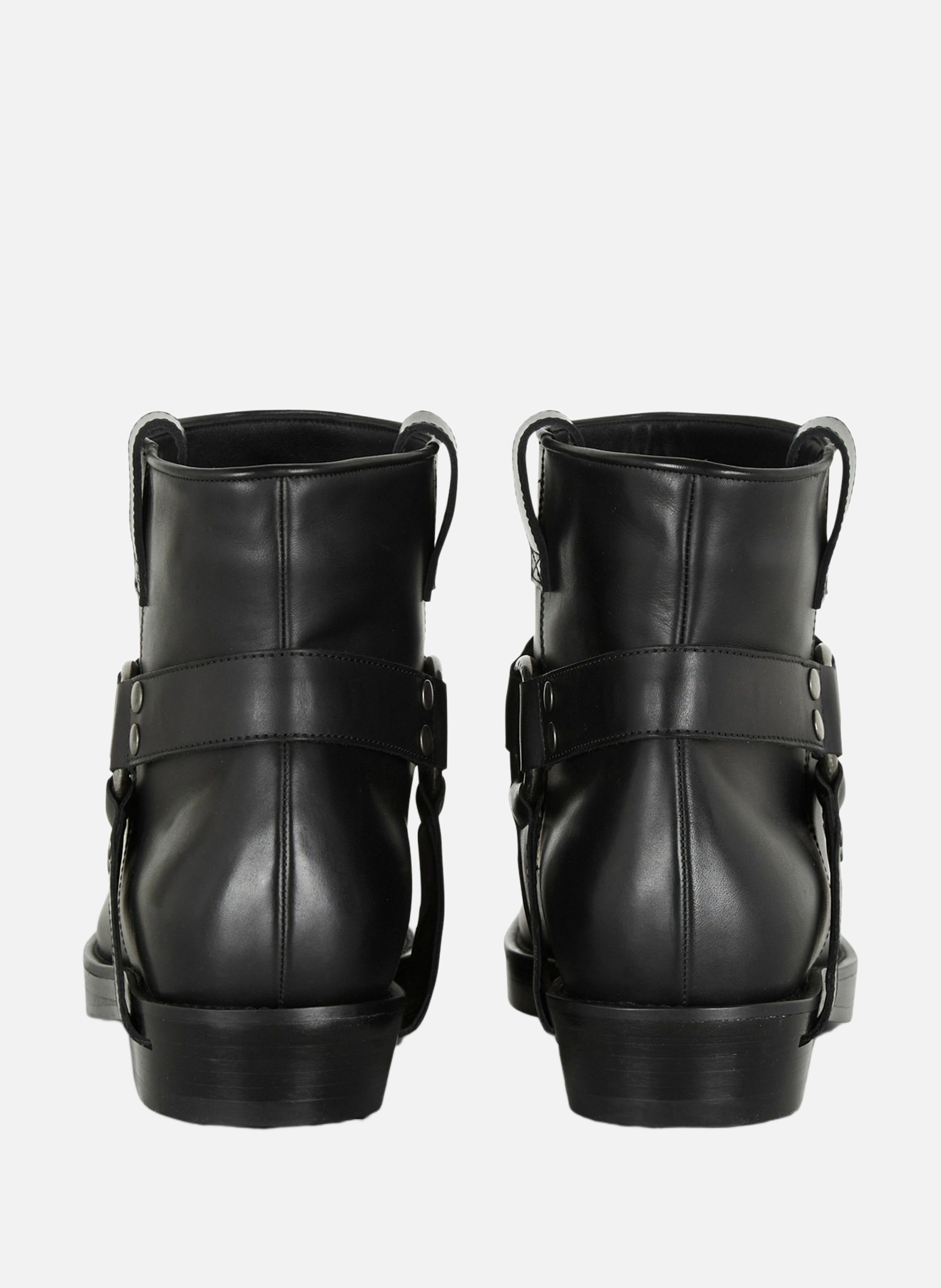 Bottines biker en cuir de veau BALMAIN Noir
