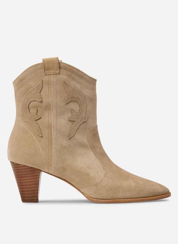 Bottines en cuir velours new casey Beige by BA&SH BA&SH Bottines en cuir velours new casey Beige