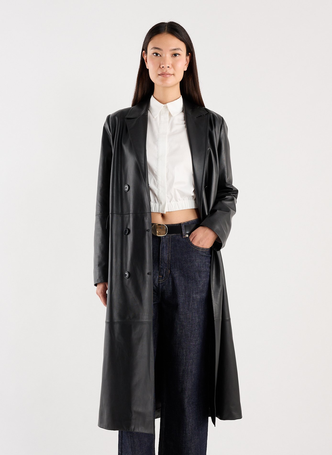 Long sheepskin leather coat SAISON 1865 Black