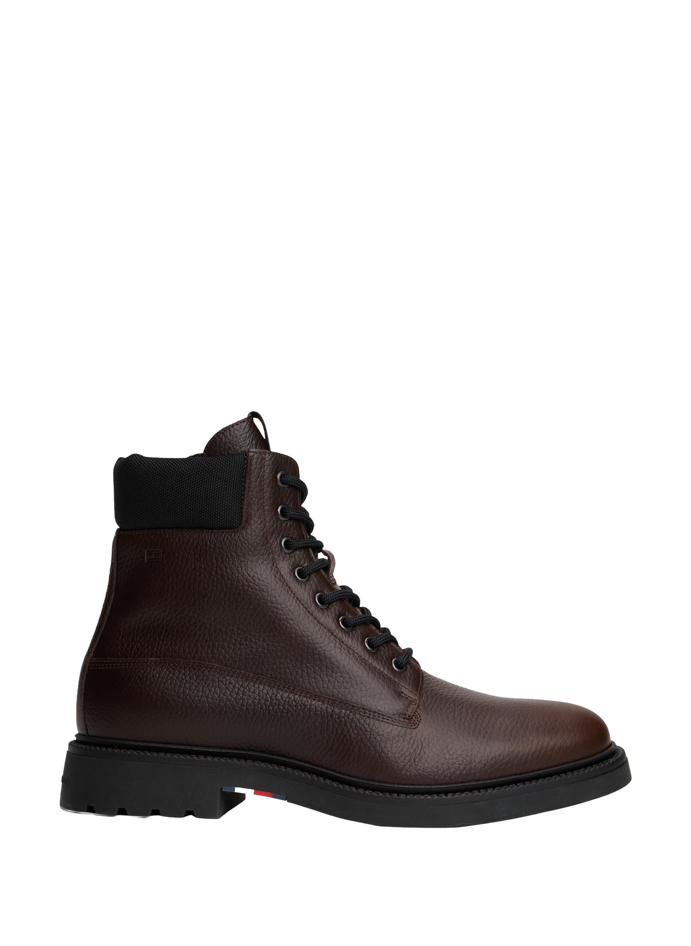 TOMMY HILFIGER Boots à lacets en cuir Marron