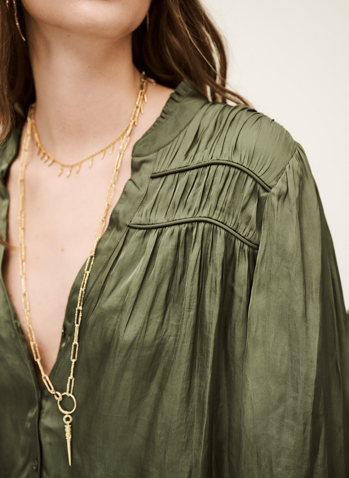 Chemise col v cessia BA&SH Kaki