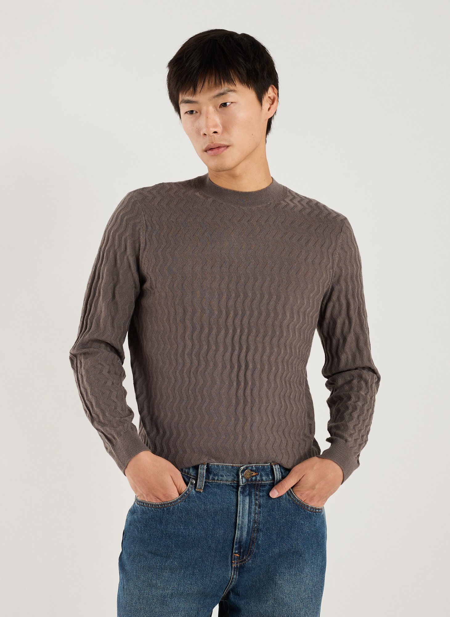 ARMANI EXCHANGE Pull en maille laine vierge mélangée Marron