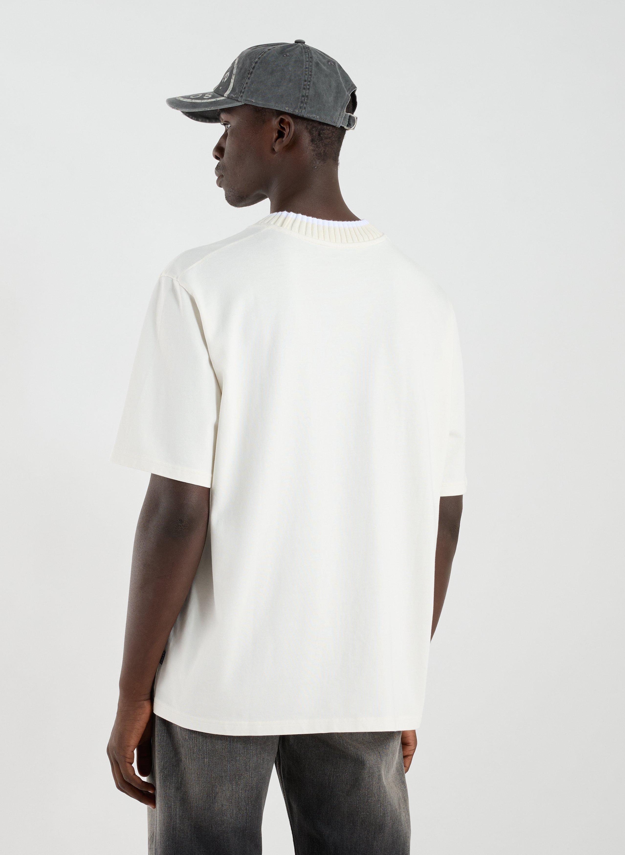 Casquette imprimée en denim de coton ACNE STUDIOS Noir