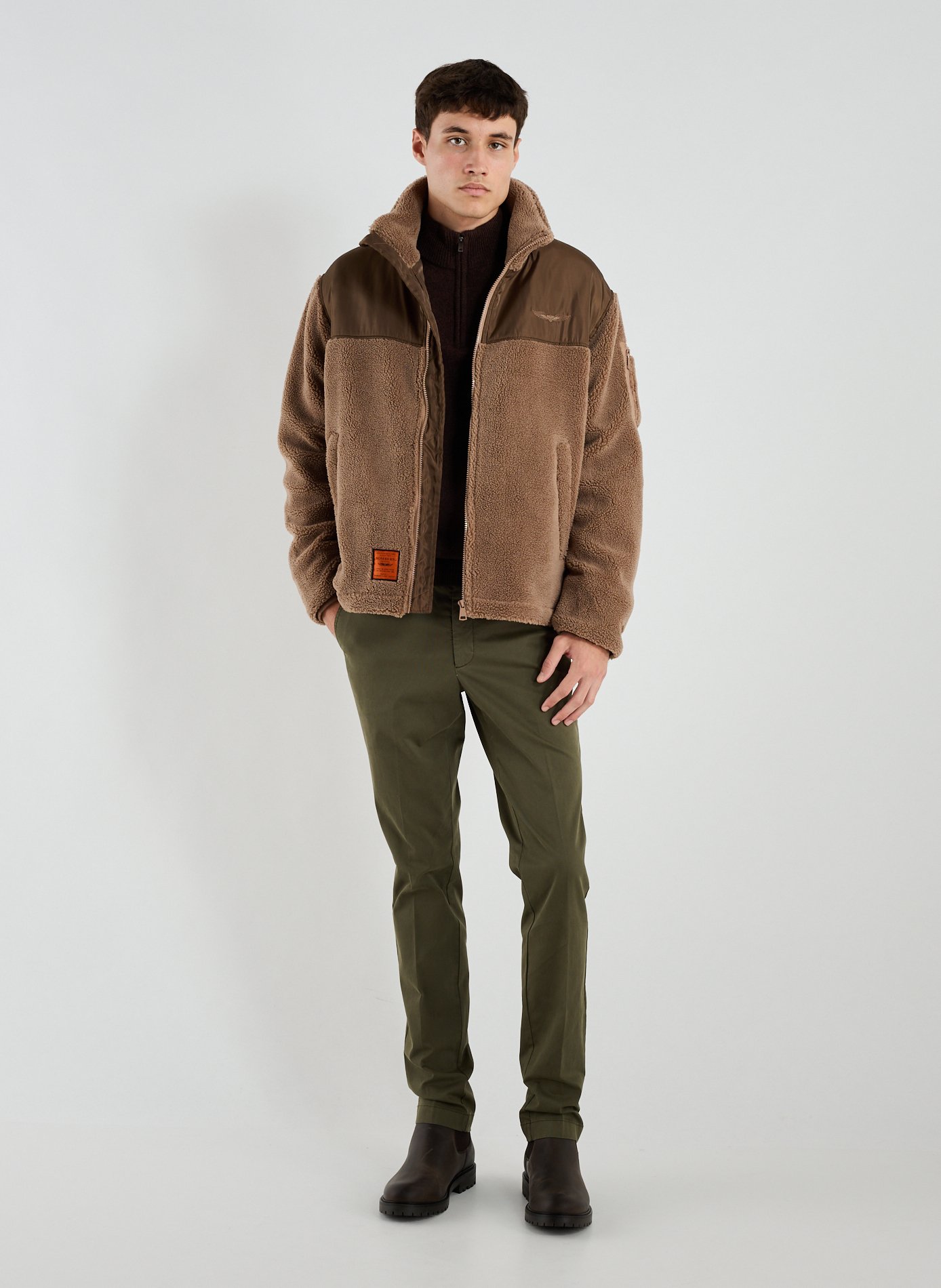 Veste polaire ample à col montant BOMBERS ORIGINAL Marron