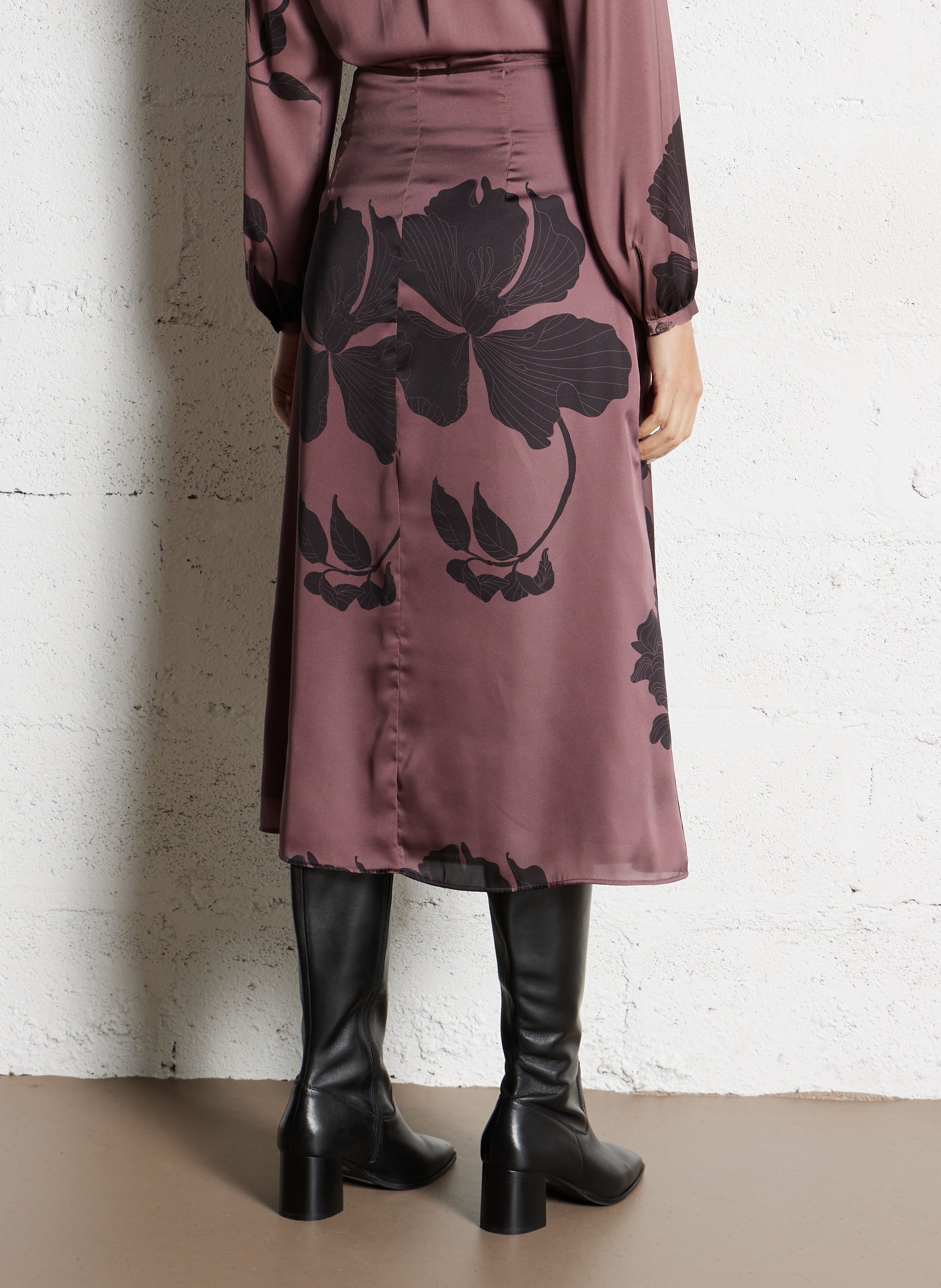 Jupe midi imprimée IKKS Marron