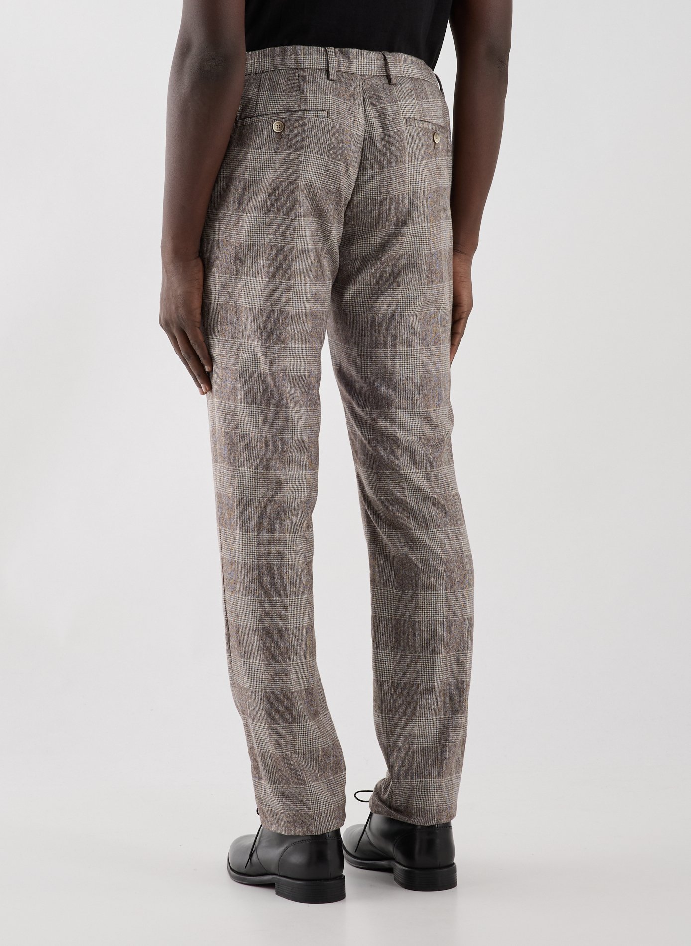 Pantalon slim à carreaux en laine et cachemire mélangés HACKETT Beige