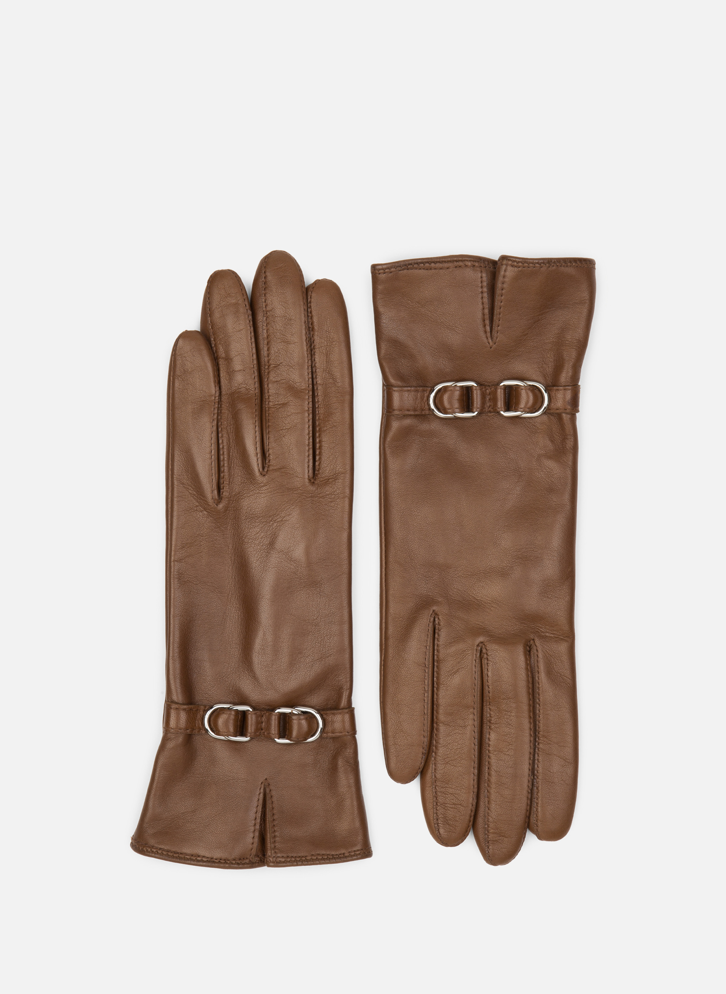 Gants en cuir d'agneau lisse LANCASTER Marron