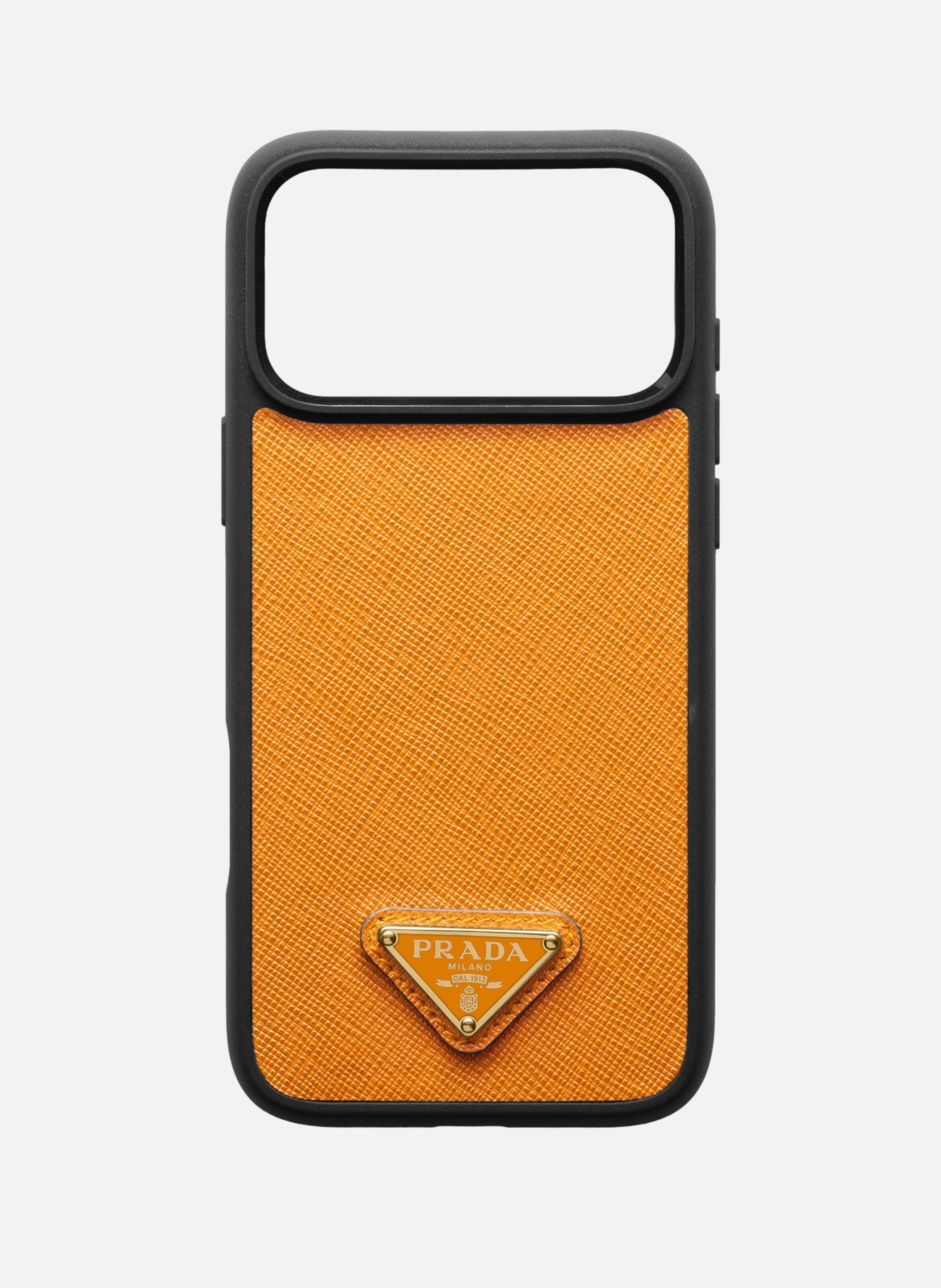 Coque pour iphone 17 pro max en cuir saffiano PRADA Orange