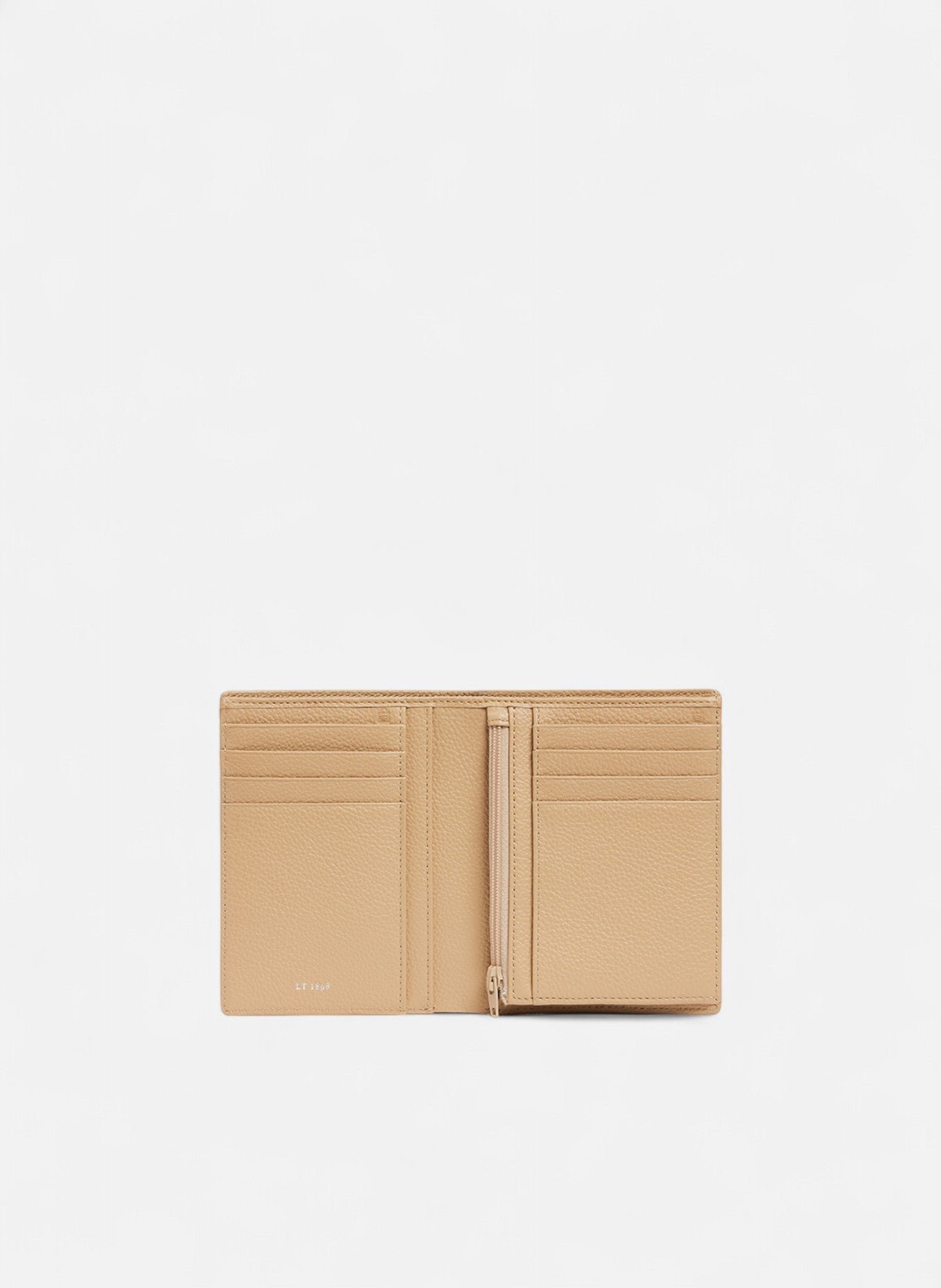 Portefeuille vertical zippé emile en cuir grainé LE TANNEUR Beige